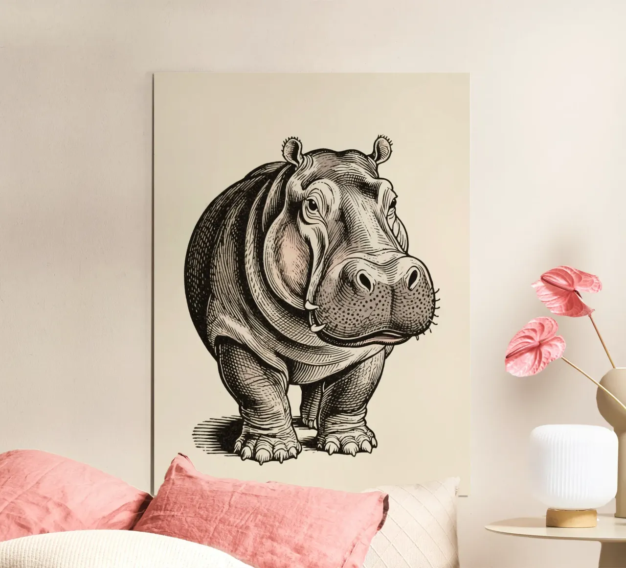 Ippopotamo poster con telaio in plastica da knowledge