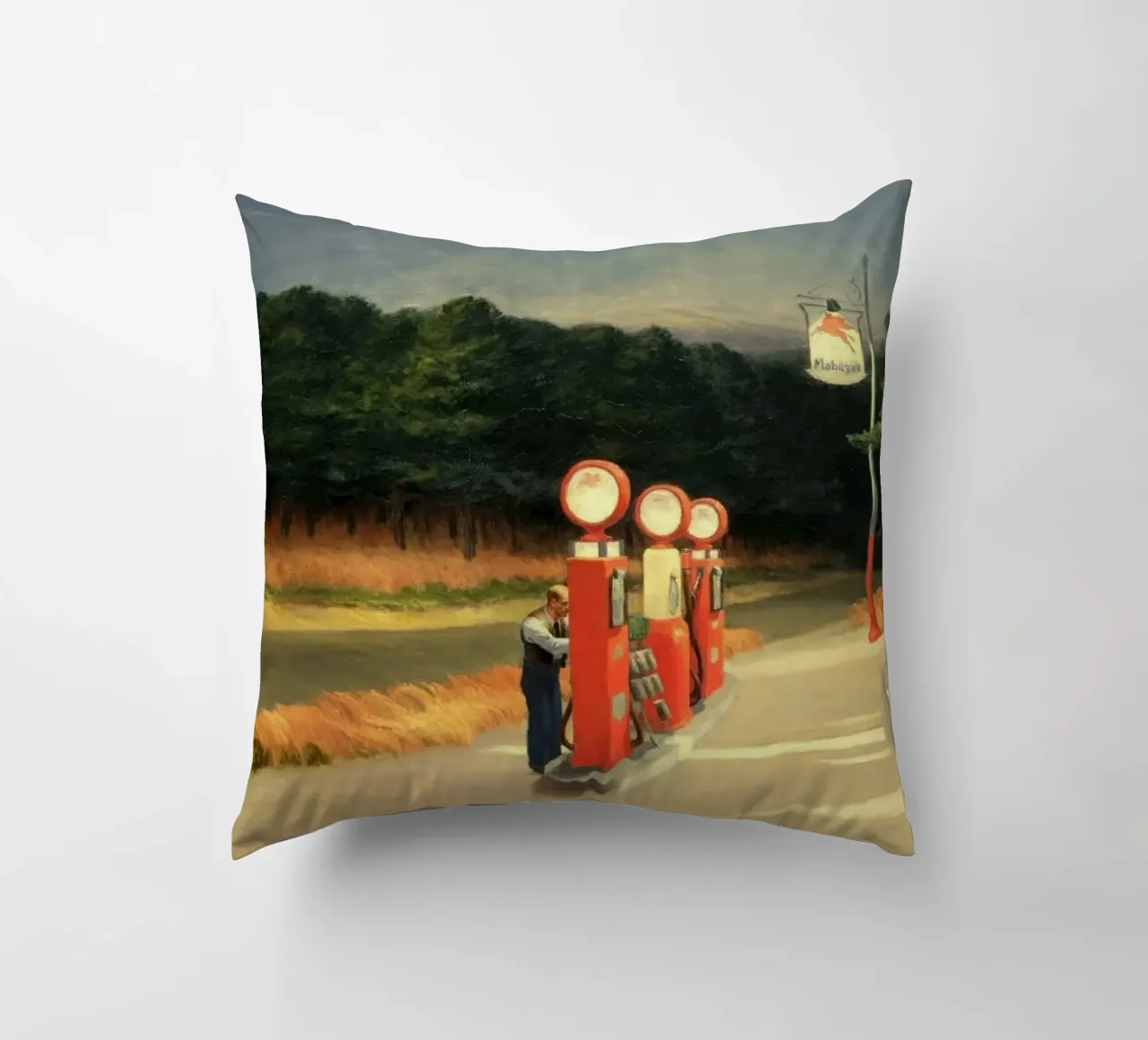 Gas edward hopper cuscino da Rayretr
