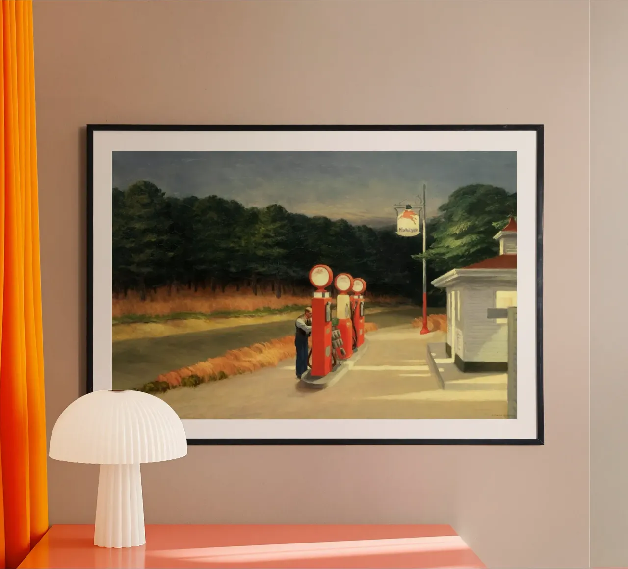 Gas edward hopper poster con telaio in legno da Rayretr