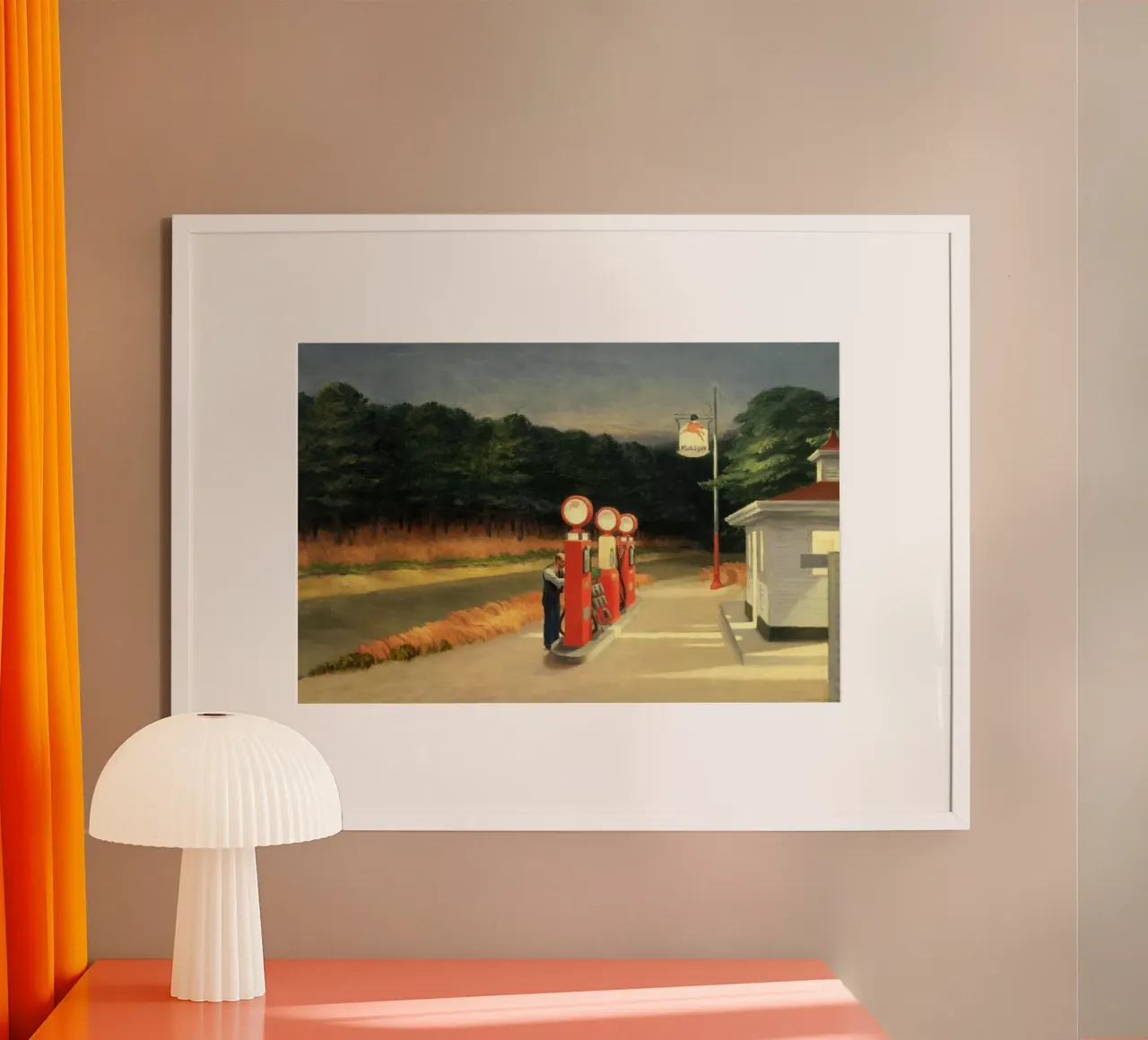 Gas edward hopper poster con telaio in legno da Rayretr