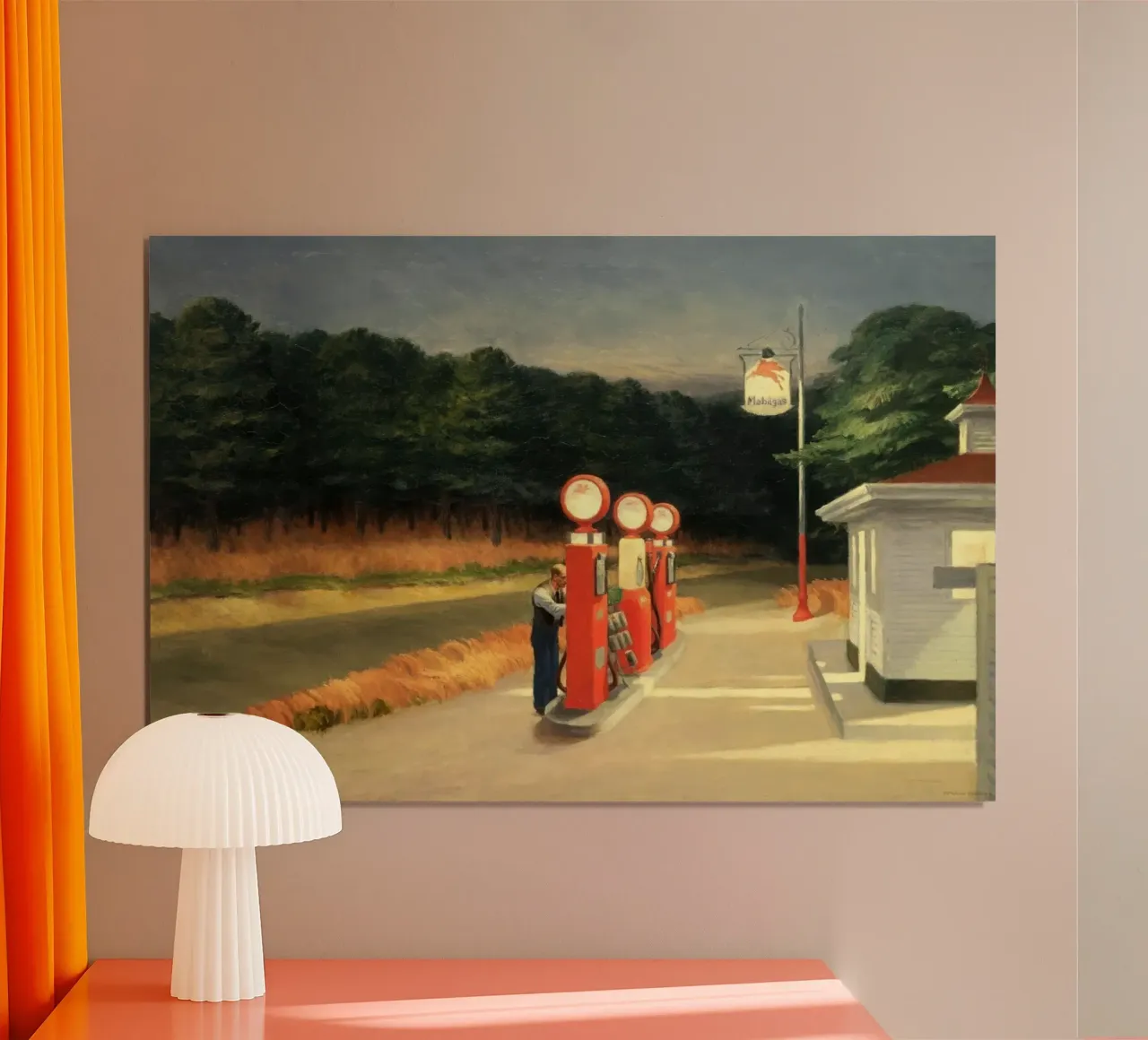 Gas edward hopper poster con telaio in legno da Rayretr