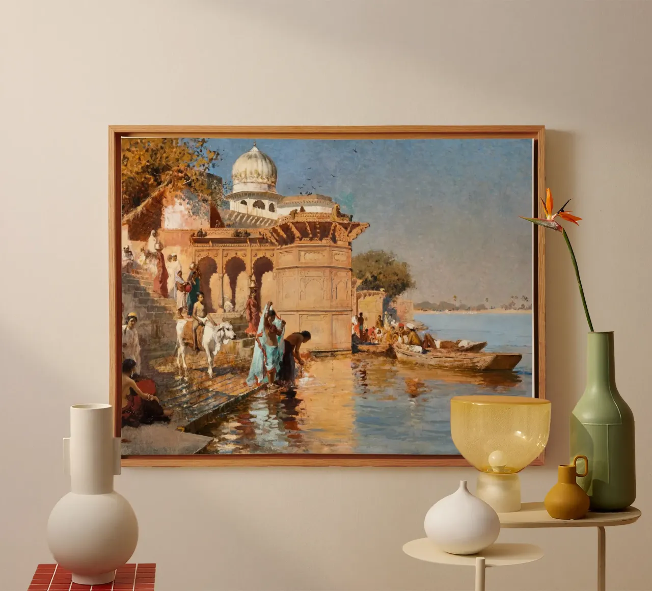 Lungo i Ghat, Mathura Edwin Lord Weeks tela con Cornice a cassetta da Rayretr