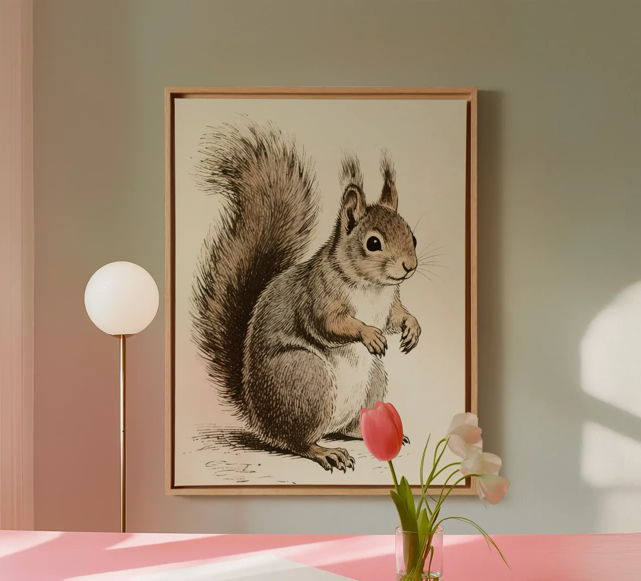 Squirrel canvas with Floater frame by knowledge