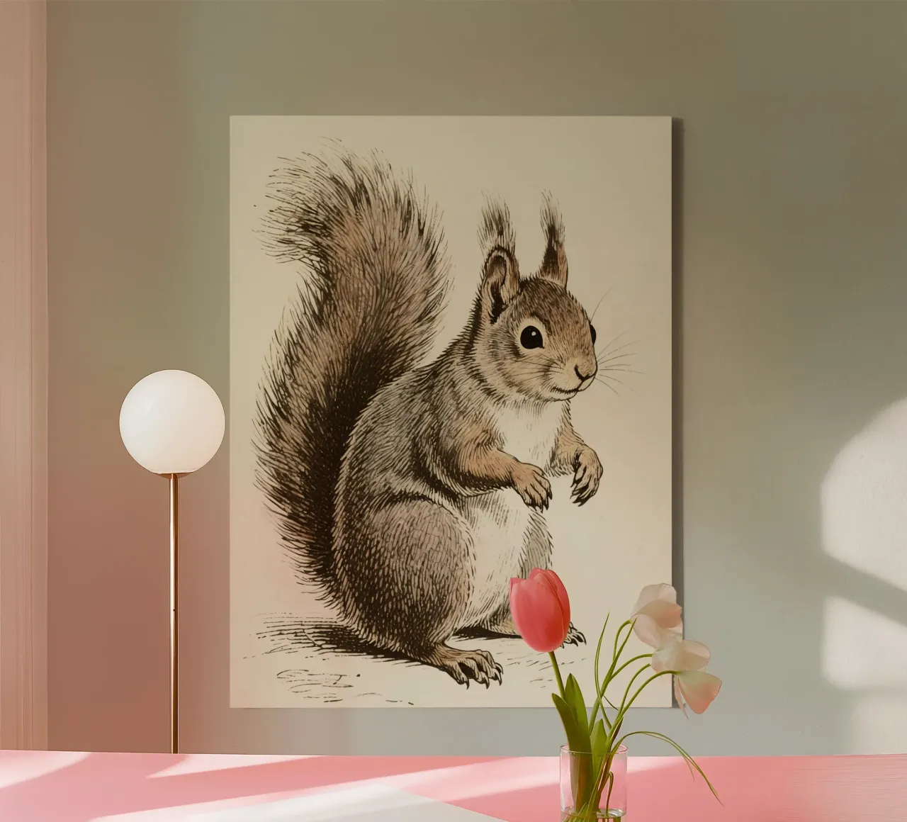 Squirrel canvas with Floater frame by knowledge
