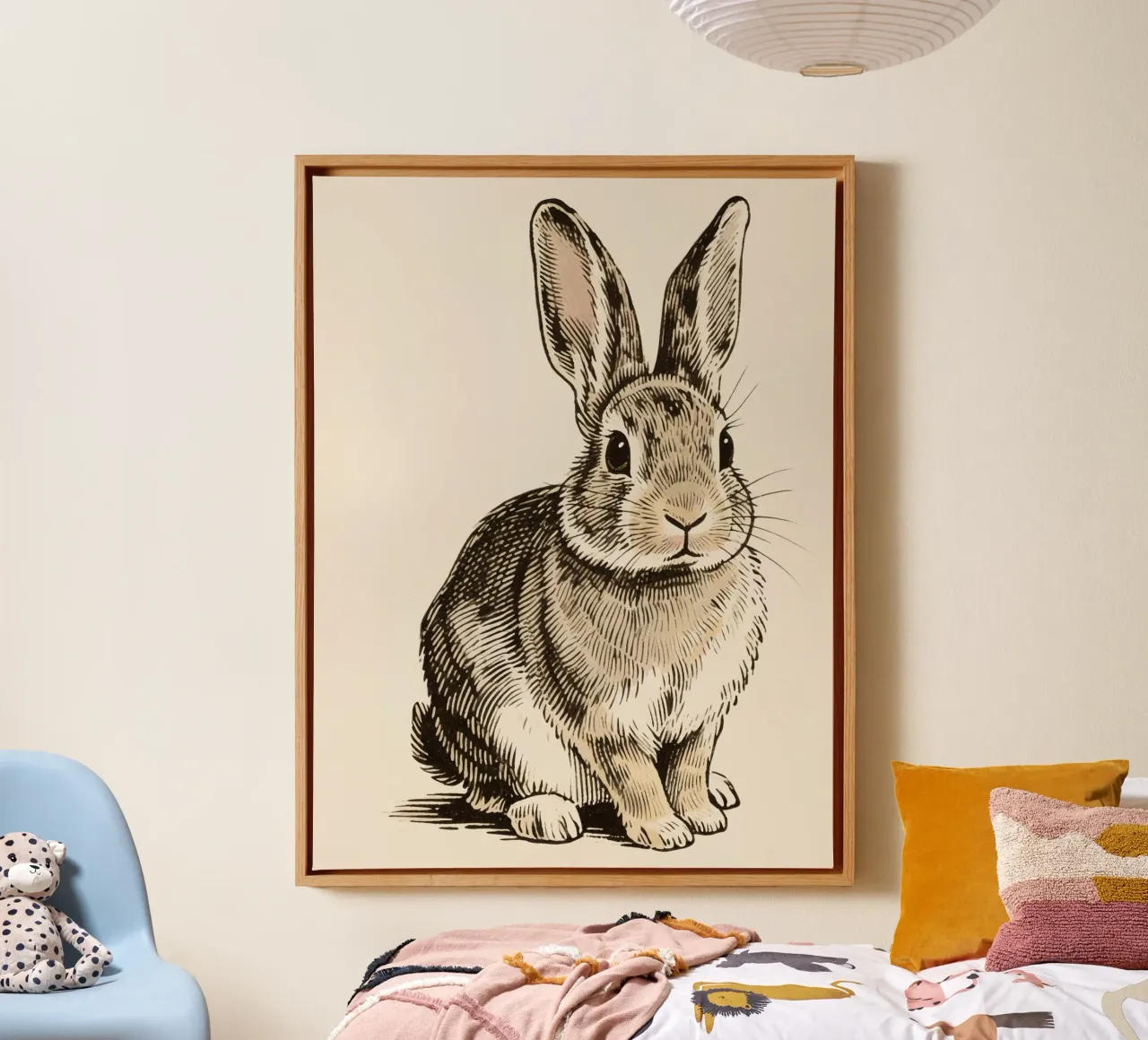 Rabbit canvas with Floater frame by knowledge