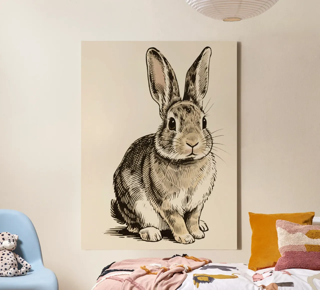 Rabbit canvas with Floater frame by knowledge