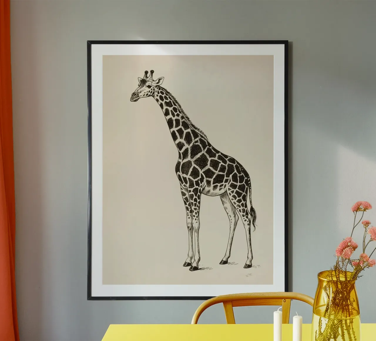 Giraffa poster con telaio in plastica da knowledge