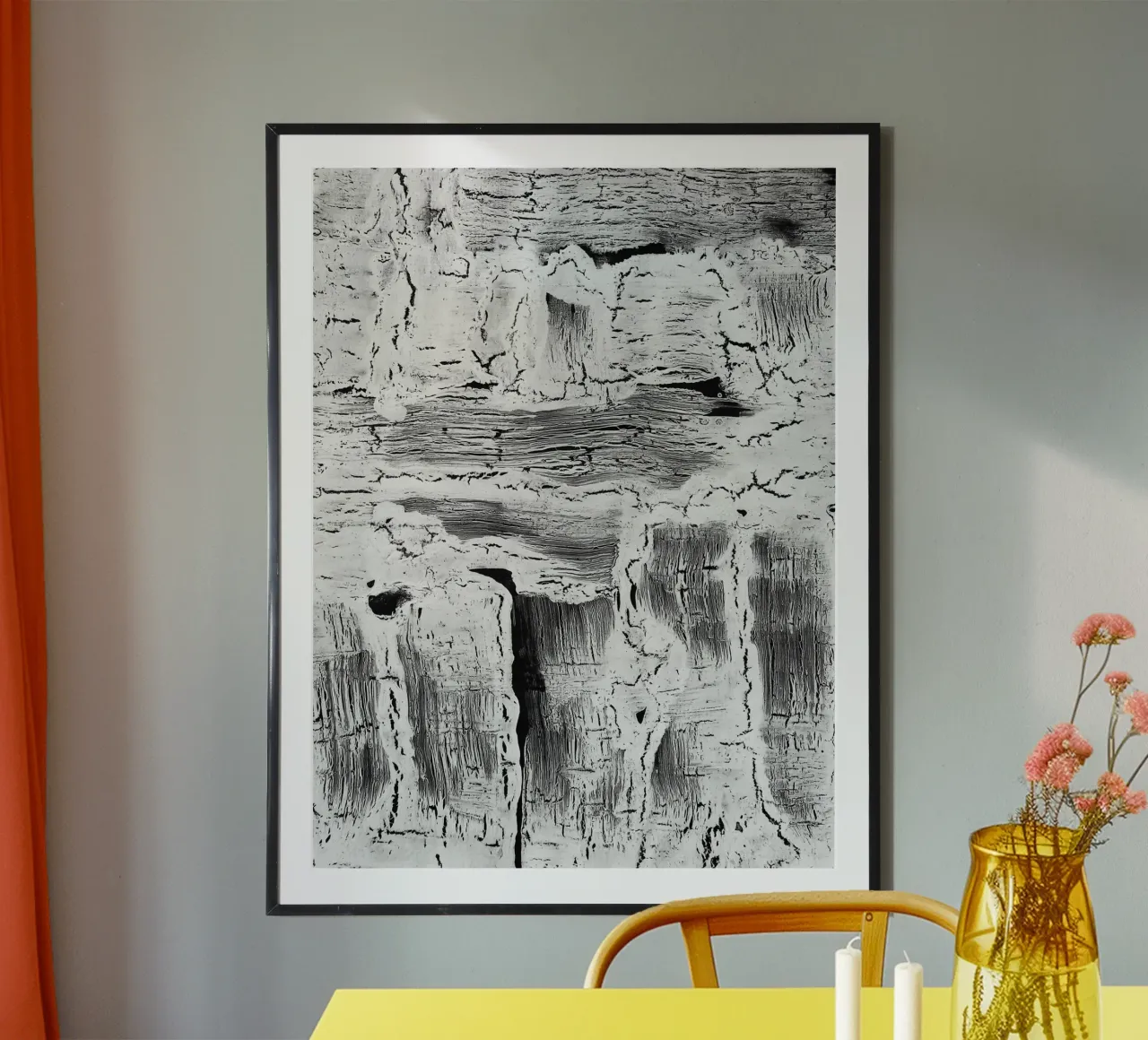 Abstract Artwork Greyscale #2 poster con telaio in plastica da kathrinmay