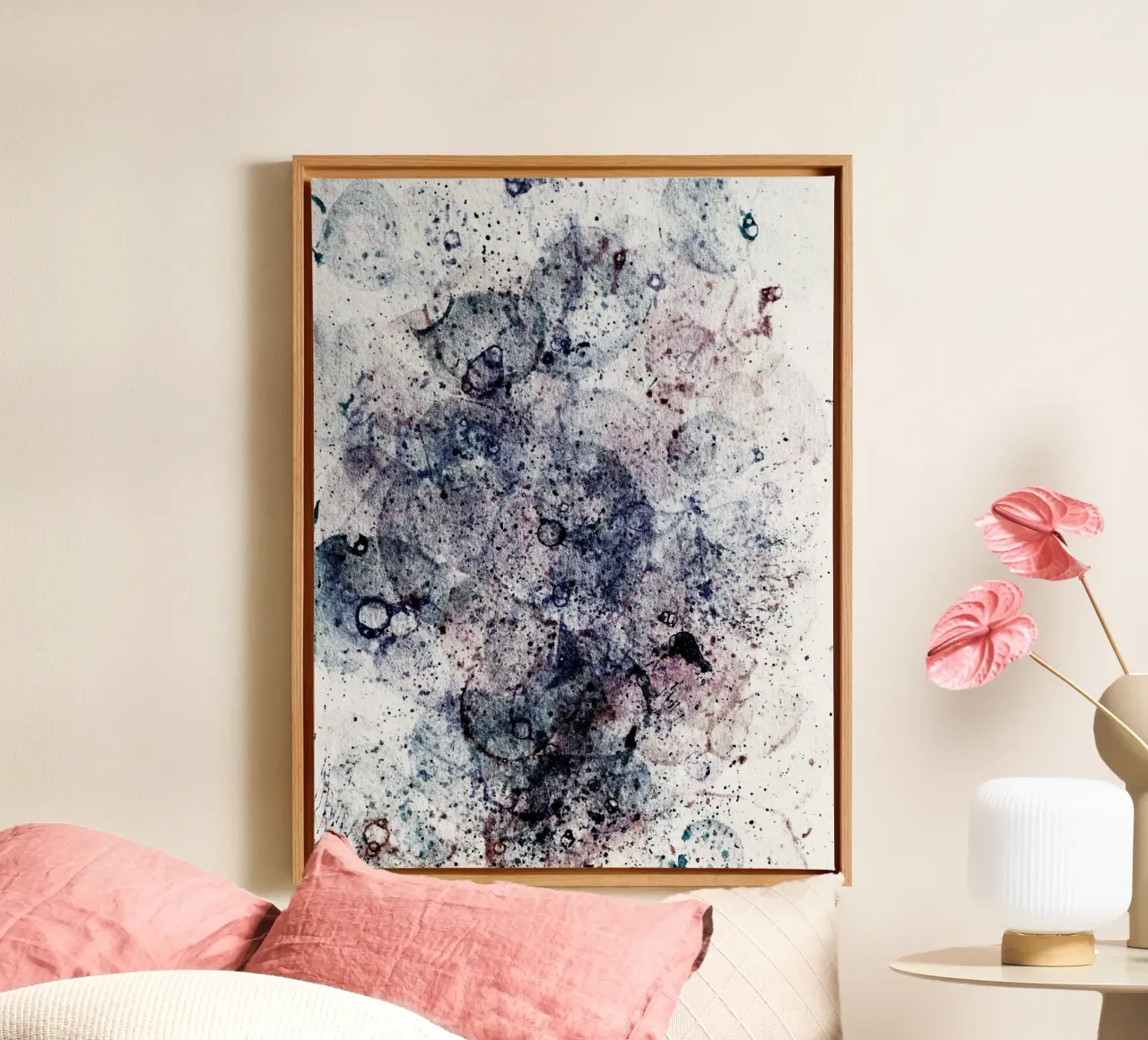 Abstract Artwork Colourful #12 canvas with Floater frame by kathrinmay