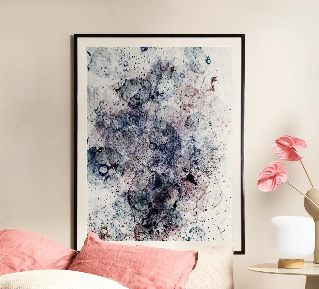 Abstract Artwork Colourful #12 poster with wooden frame by kathrinmay