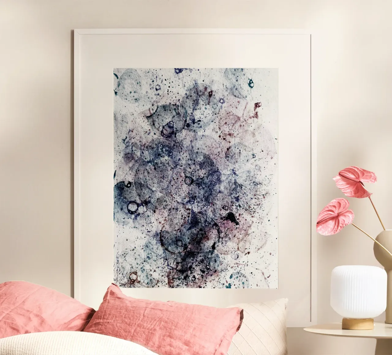 Abstract Artwork Colourful #12 poster with wooden frame by kathrinmay