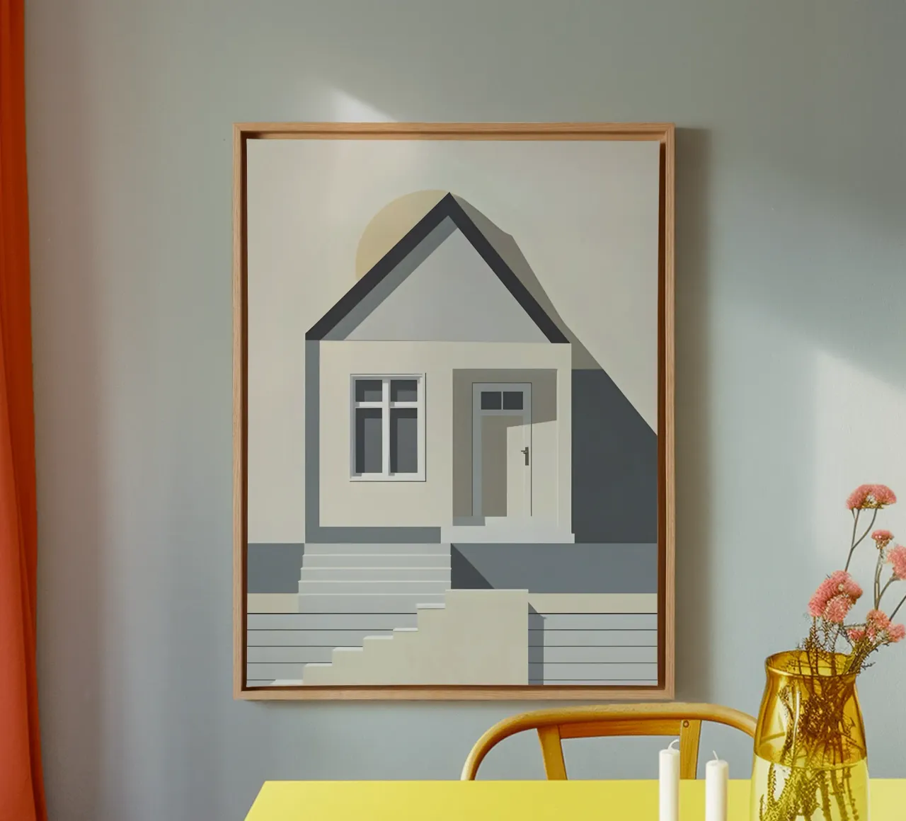 Eenvoudig huis canvas met Baklijst van The Green Room