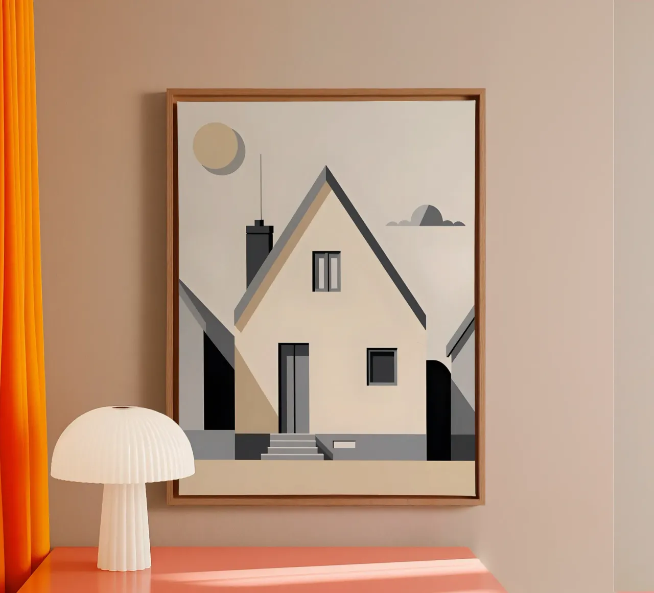 Simple House canvas with Floater frame by The Green Room