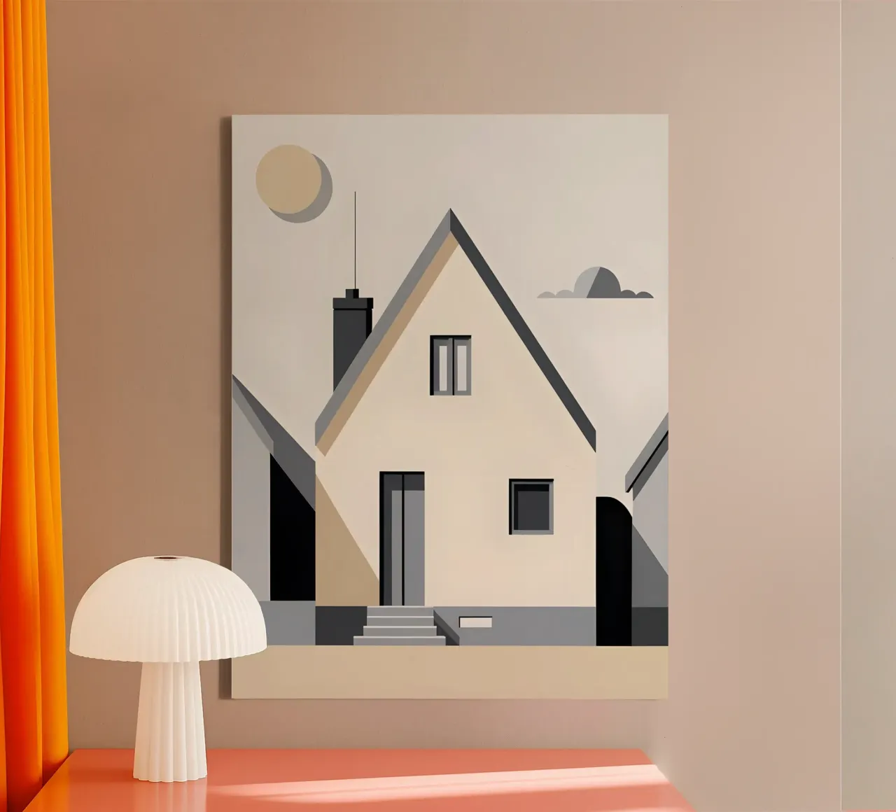Simple House canvas with Floater frame by The Green Room