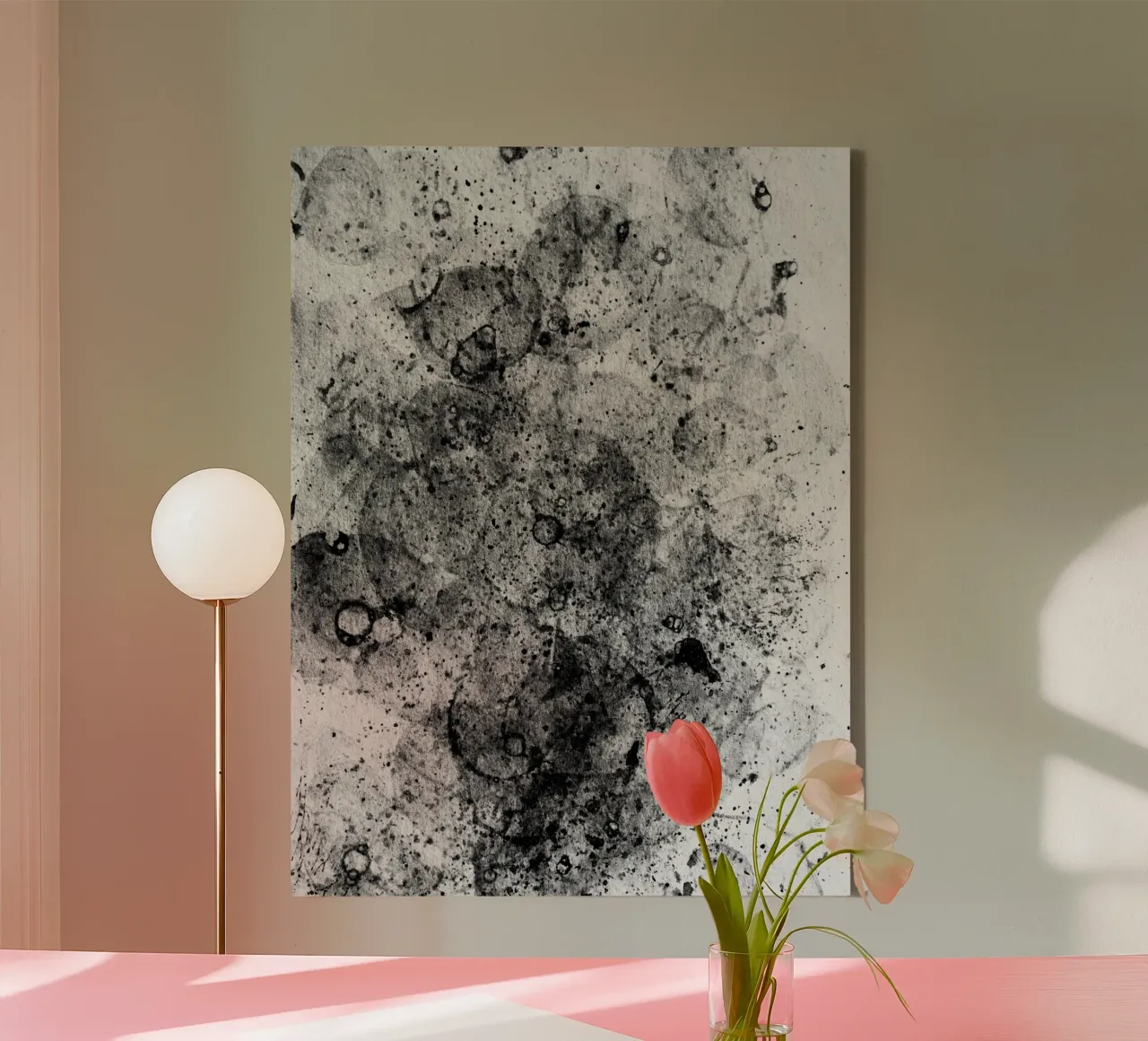 Abstract Artwork Greyscale #3 canvas with Floater frame by kathrinmay