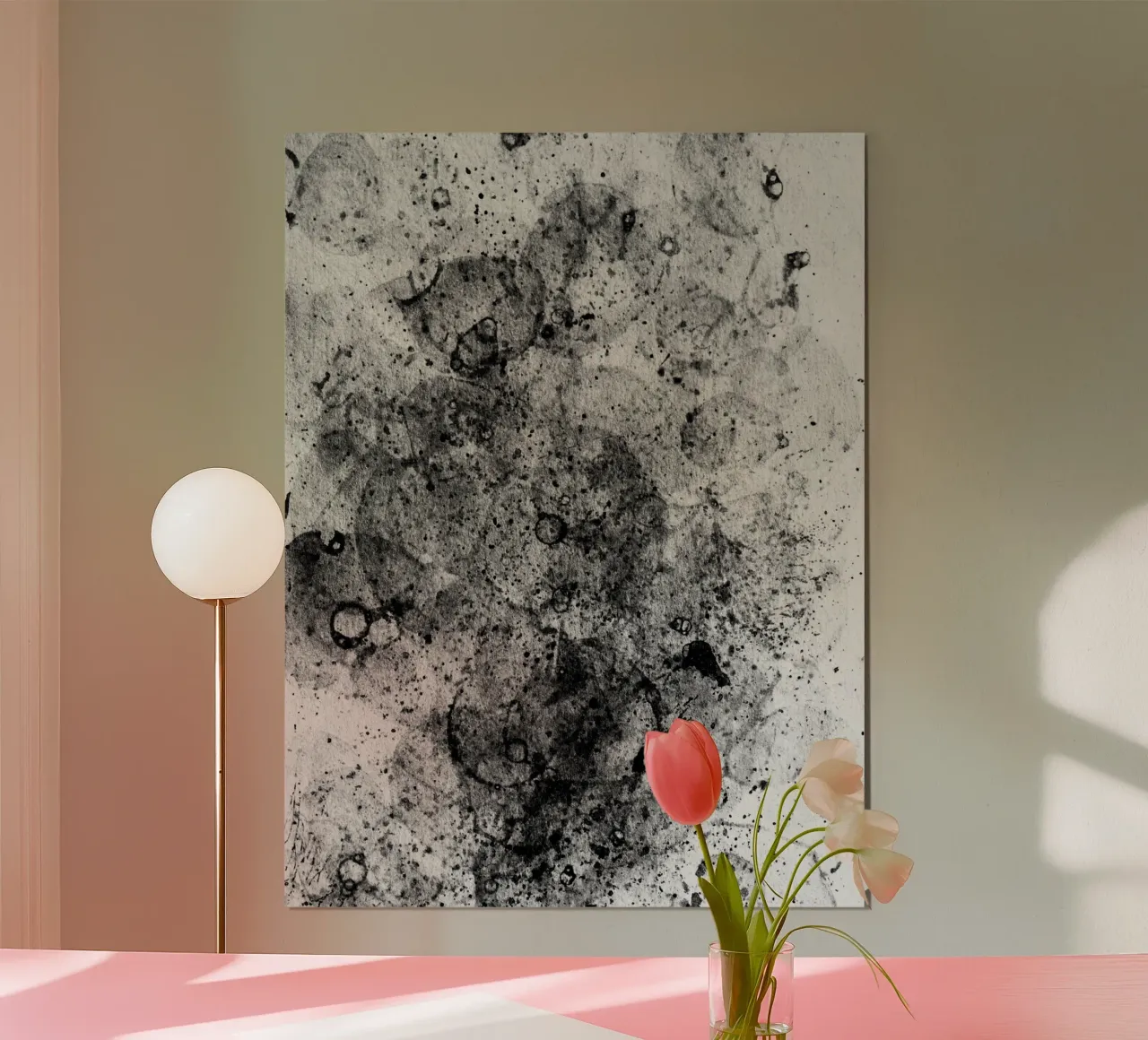 Abstract Artwork Greyscale #3 poster con marco de madera de kathrinmay