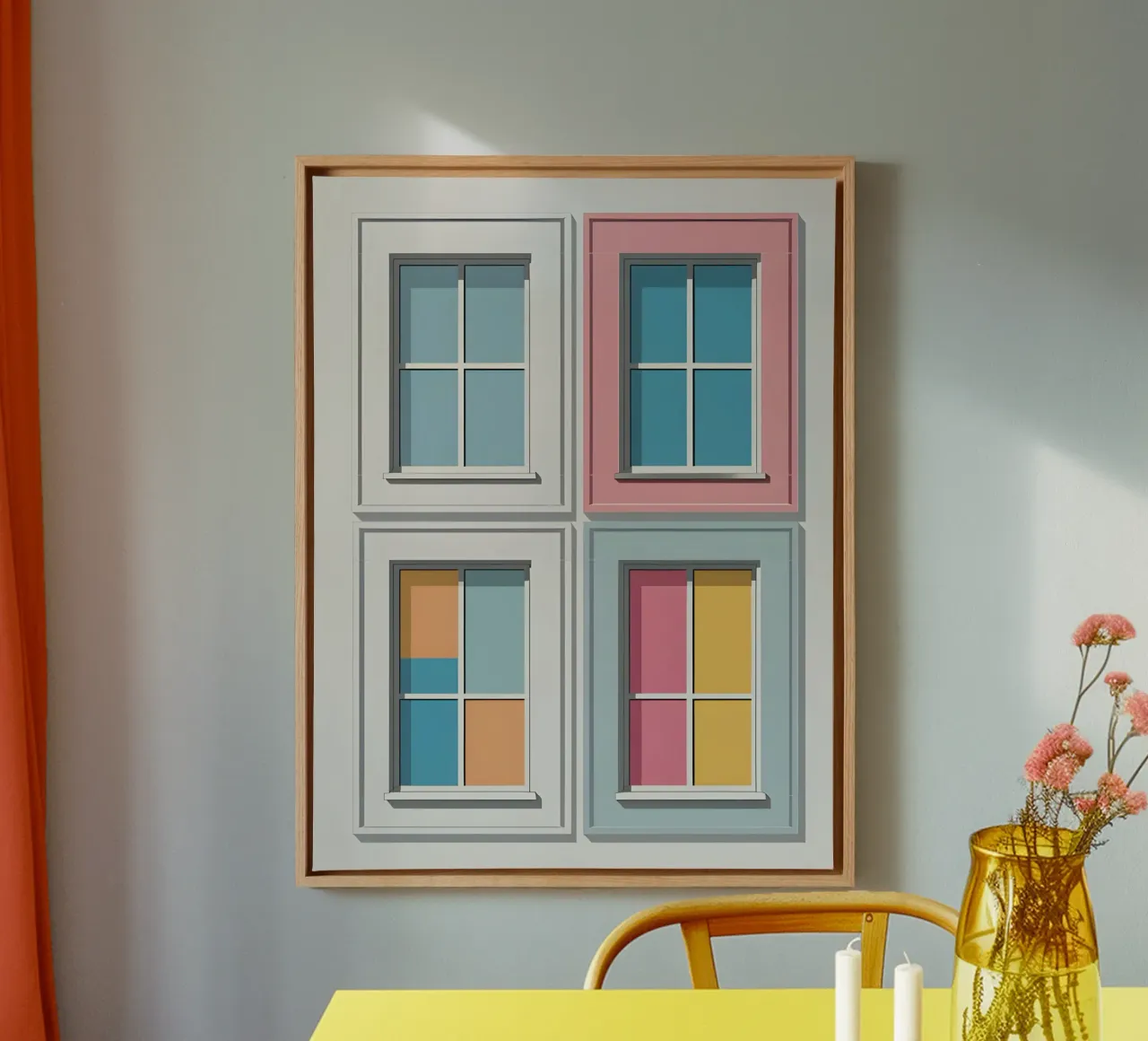 Window Grid canvas with Floater frame by The Green Room