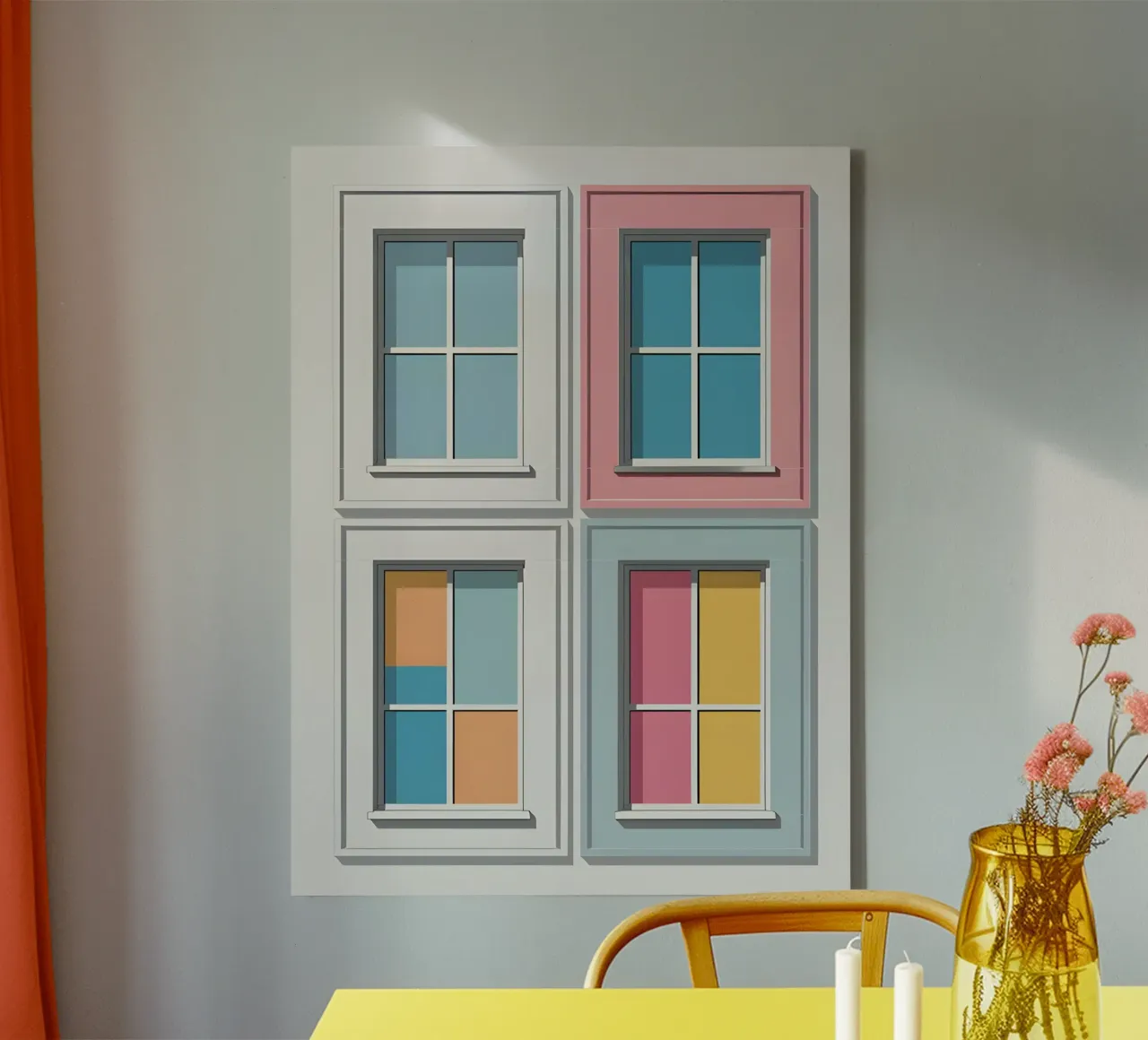 Window Grid canvas with Floater frame by The Green Room