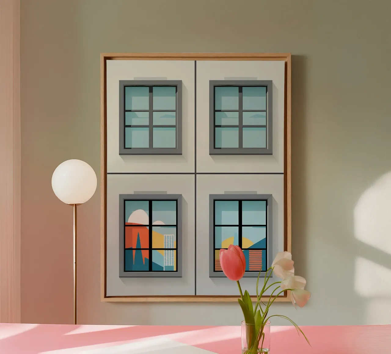Window Grid canvas with Floater frame by The Green Room