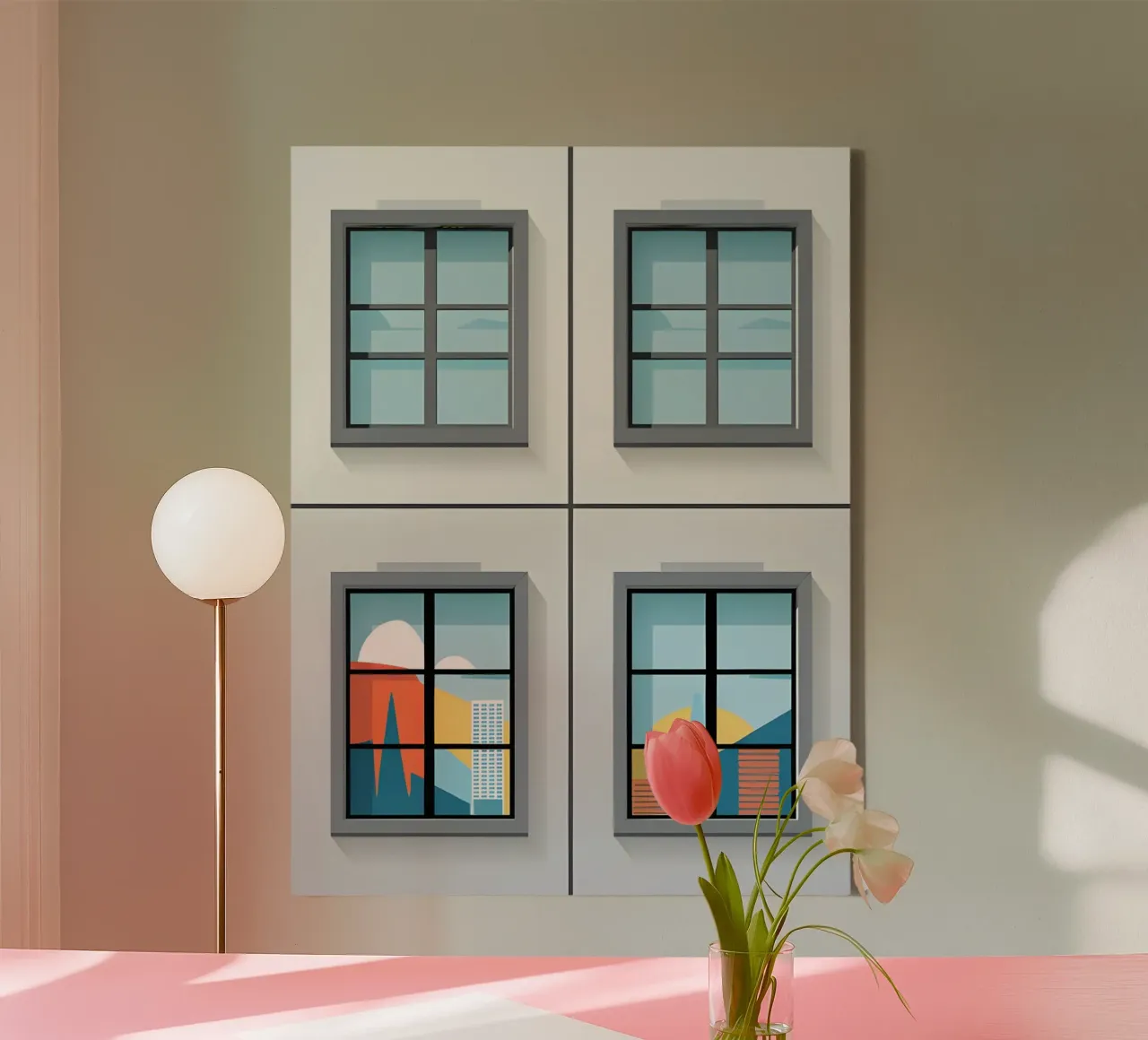 Window Grid canvas with Floater frame by The Green Room