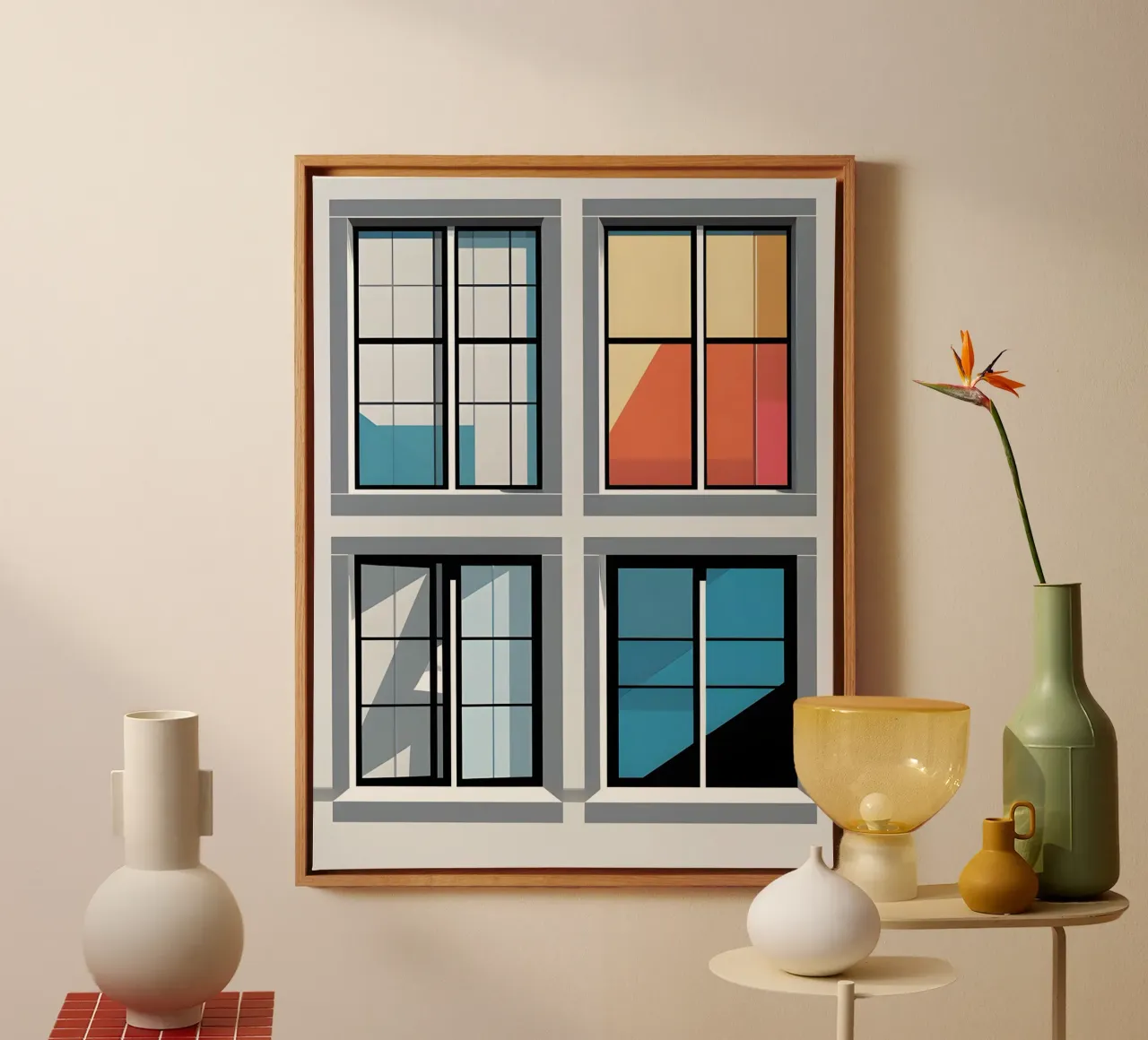Window Grid canvas with Floater frame by The Green Room