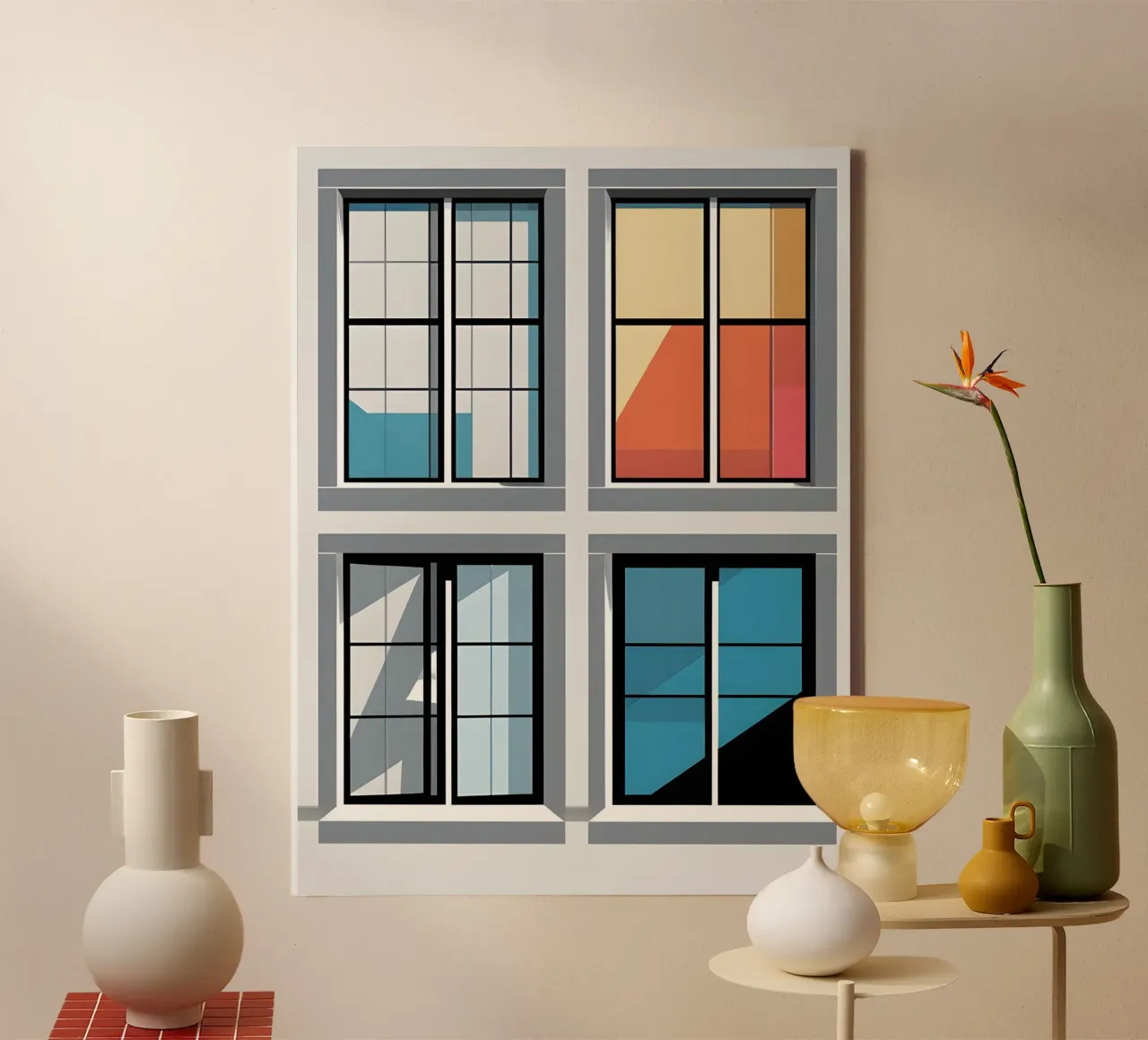 Window Grid canvas with Floater frame by The Green Room