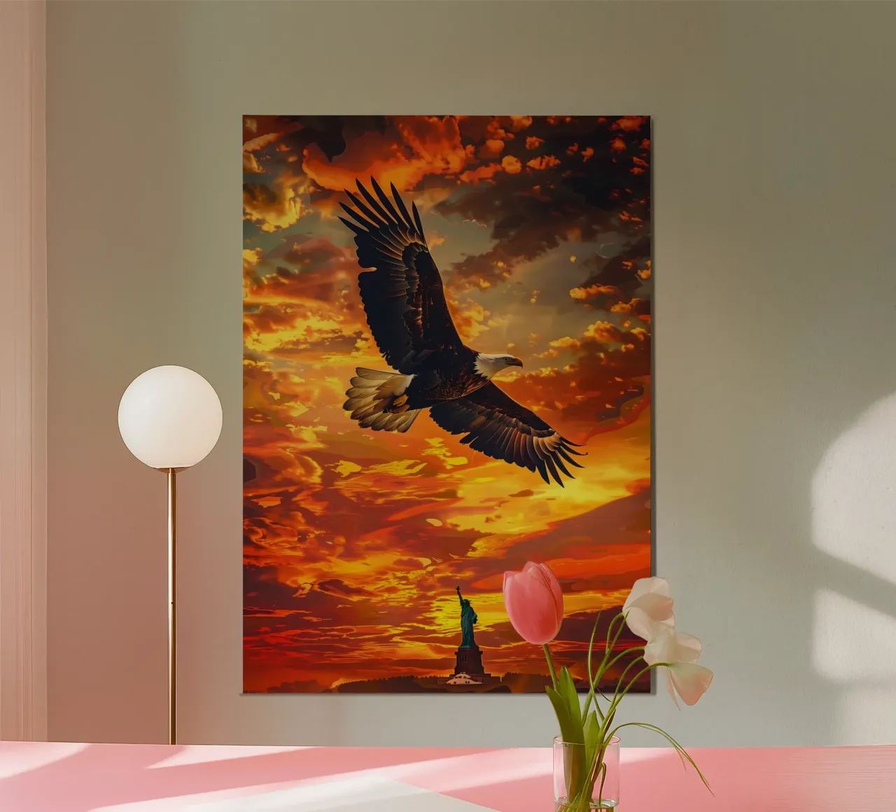 Aquila New York Statua della Libertà poster con telaio in alluminio da WILD ART