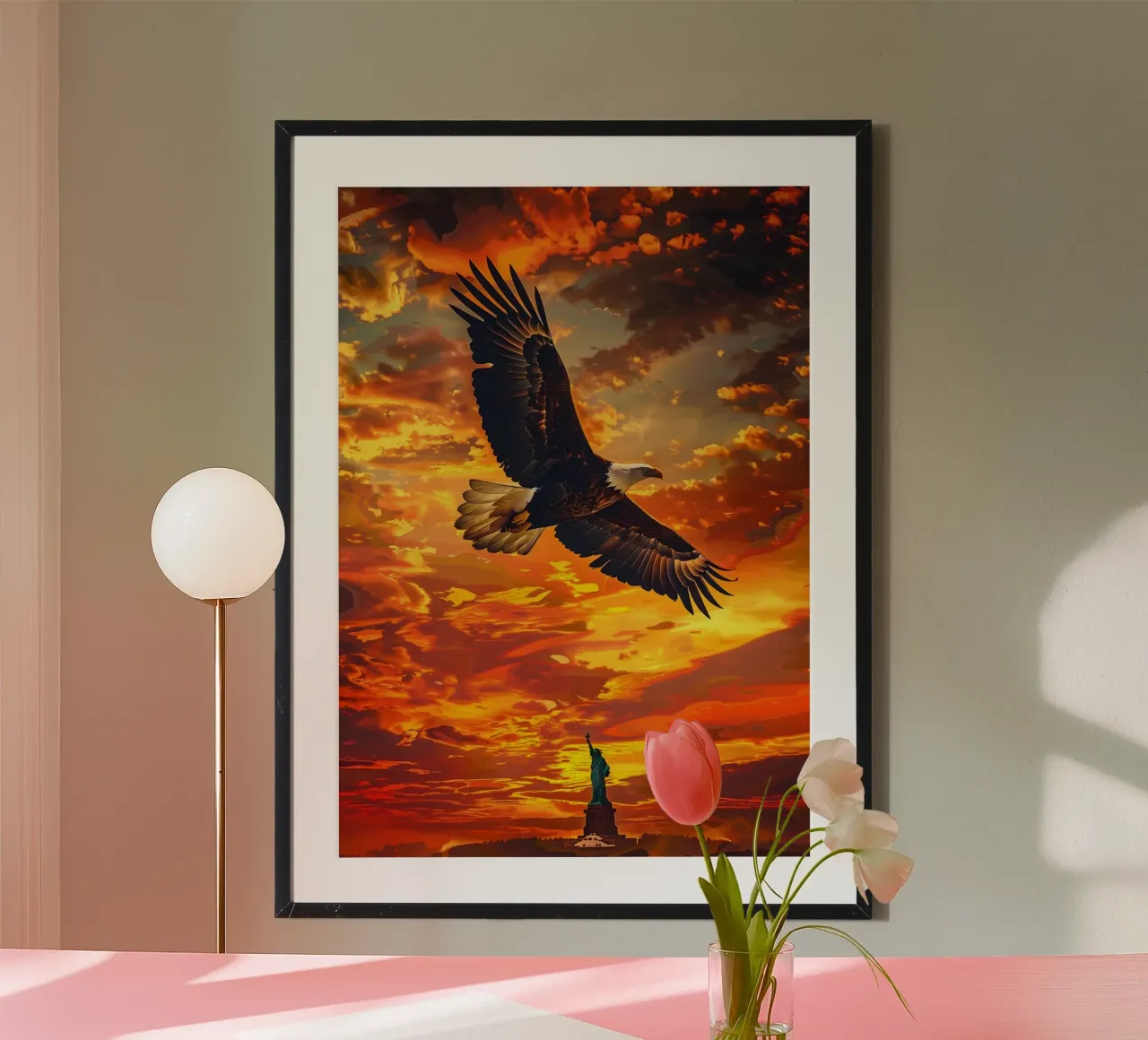 Aquila New York Statua della Libertà poster con telaio in alluminio da WILD ART