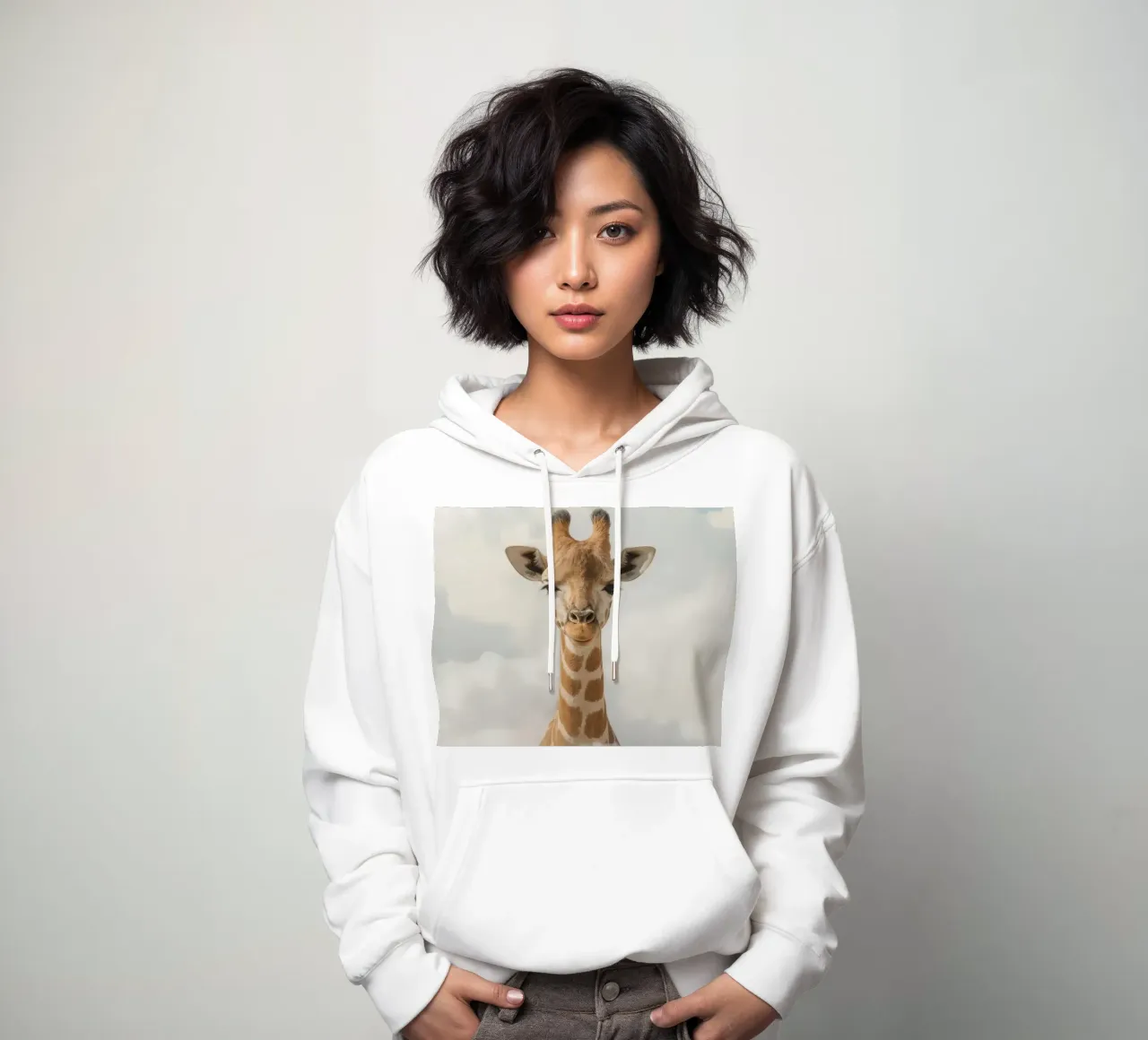 Giraffa sulle nuvole felpa con cappuccio da DesignDoodle