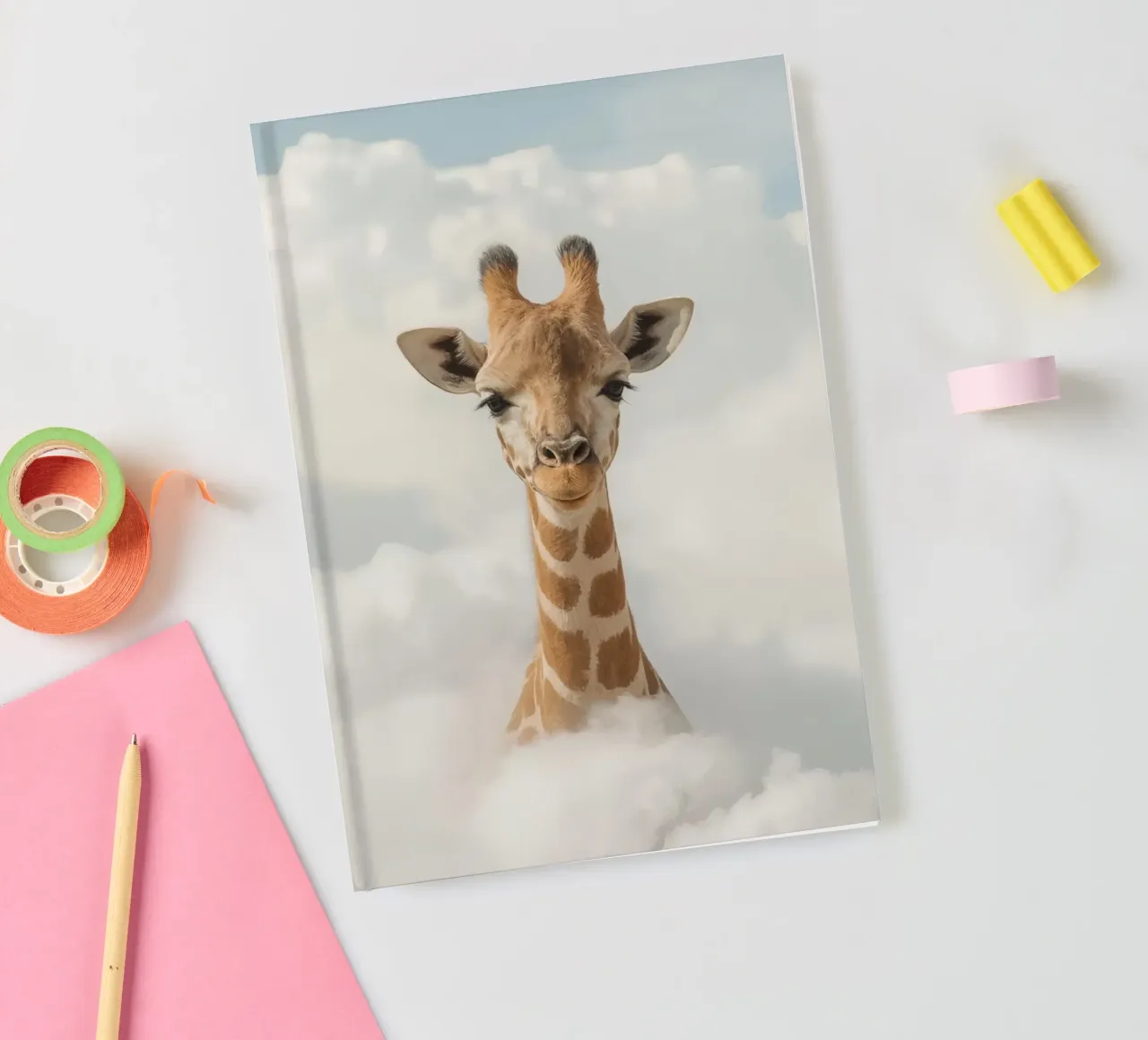 Giraffe up the clouds notebook by DesignDoodle