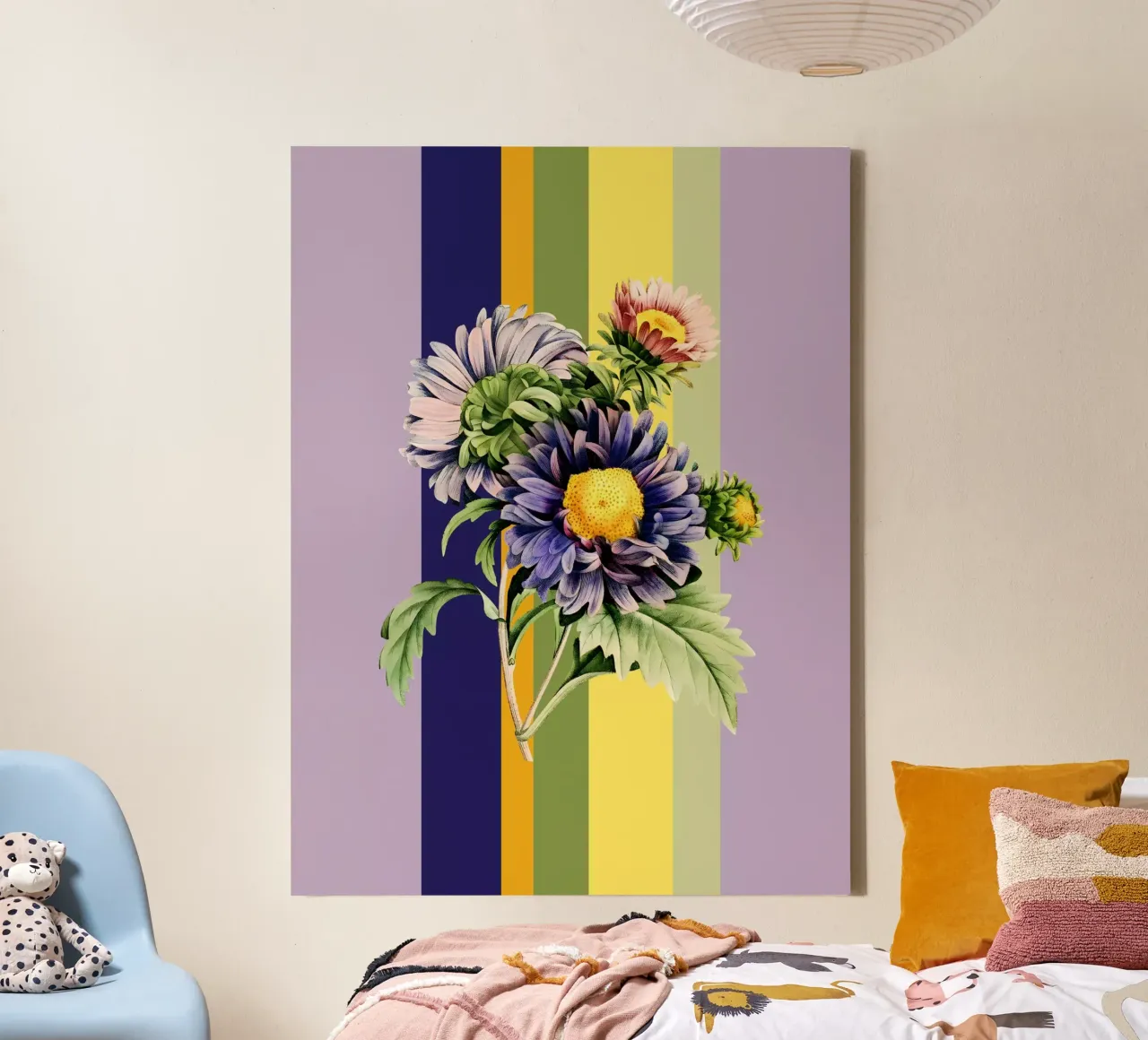 Belle Botanica 9 Aster Dumosus tela con Cornice a cassetta da superprint