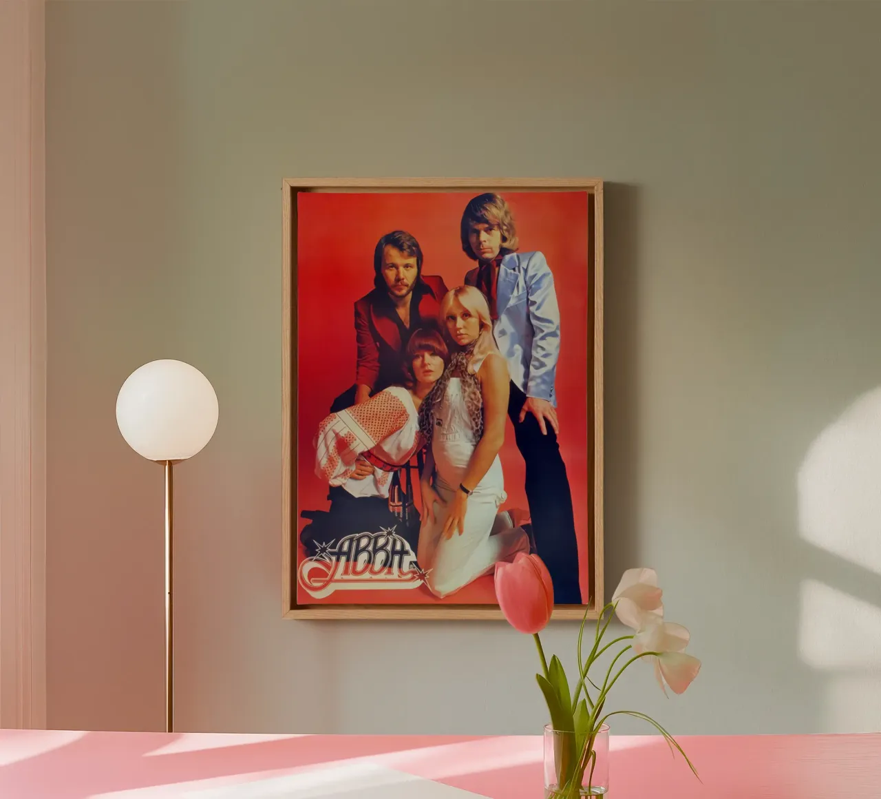 Orange AbbA Background All Member Poster canvas met Baklijst van RukoLO