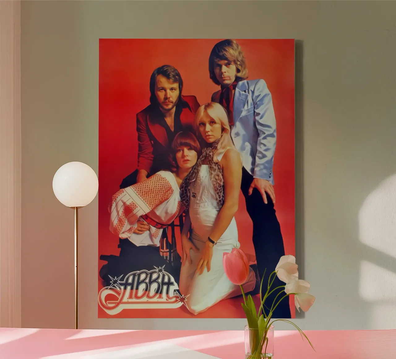 Orange AbbA Background All Member Poster canvas met Baklijst van RukoLO