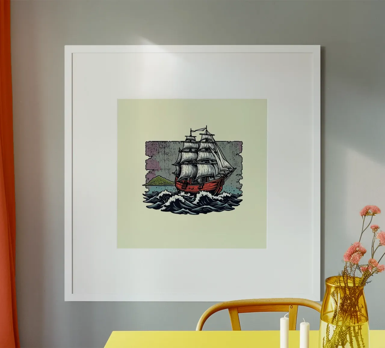 Crimson Horizon" Un'avventura nautica d'epoca su una nave d'alto bordo poster da Artistic-shop