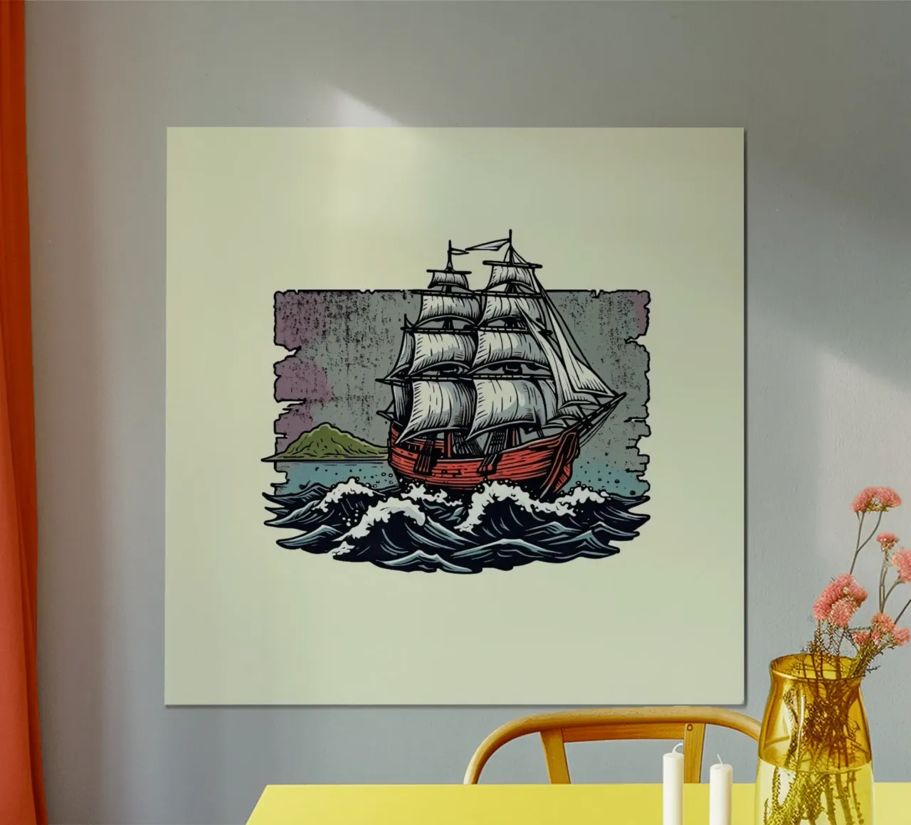 Crimson Horizon" Un'avventura nautica d'epoca su una nave d'alto bordo poster da Artistic-shop