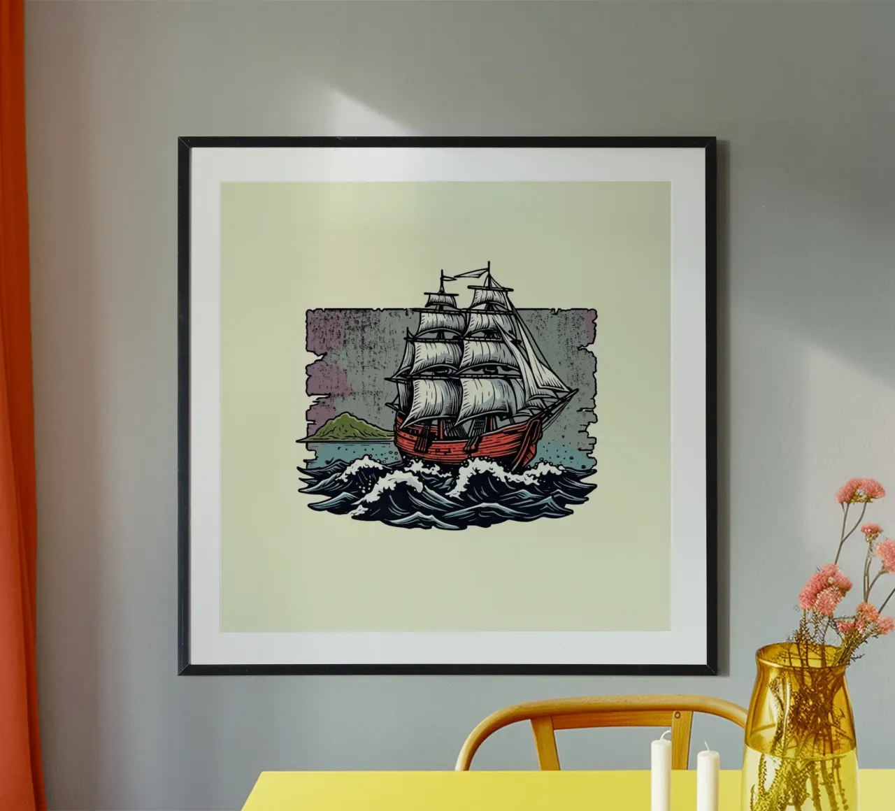 Crimson Horizon" Un'avventura nautica d'epoca su una nave d'alto bordo poster da Artistic-shop