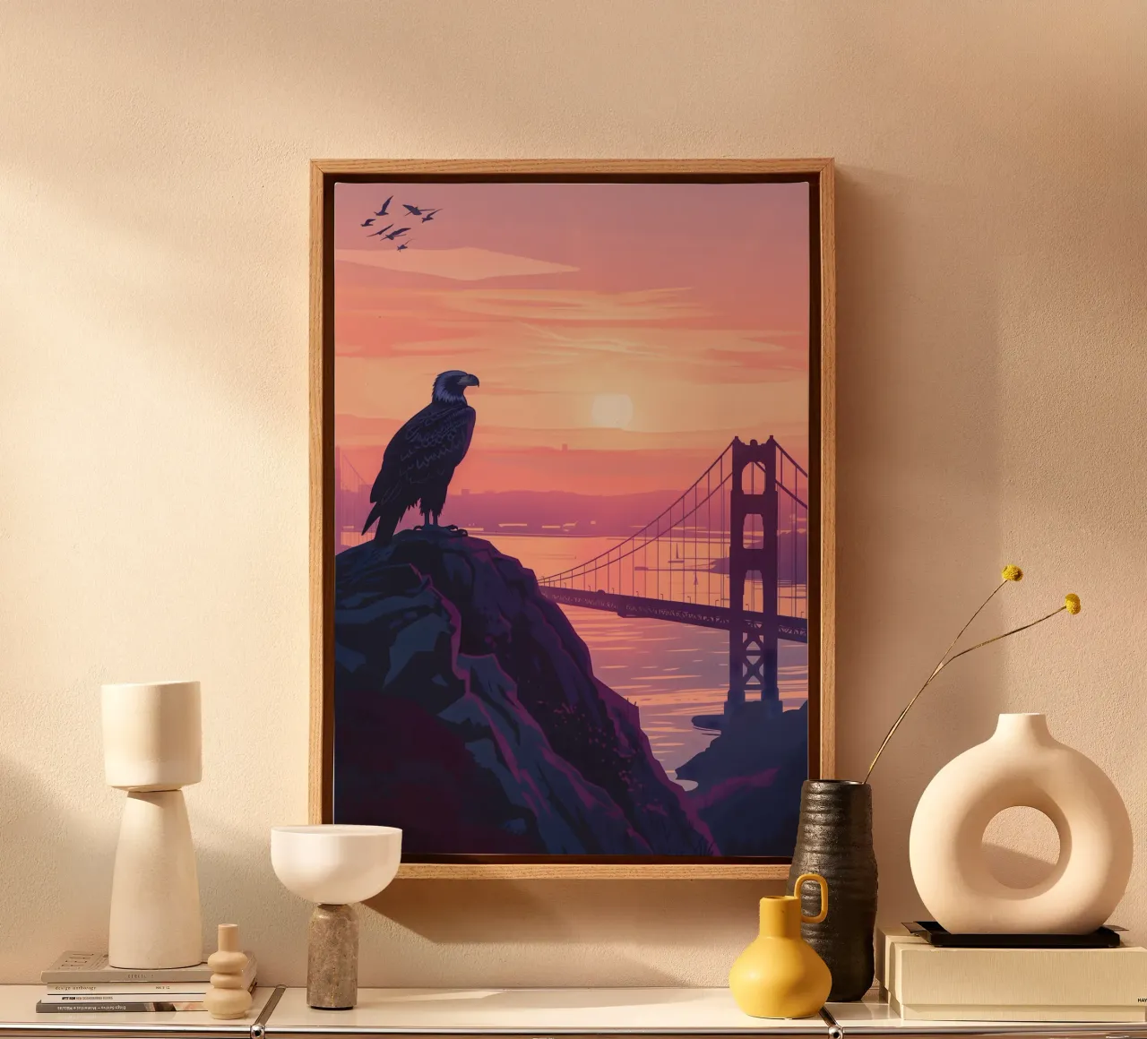 Adler San Francisco Golden Gate Bridge canvas with Floater frame by WILD ART