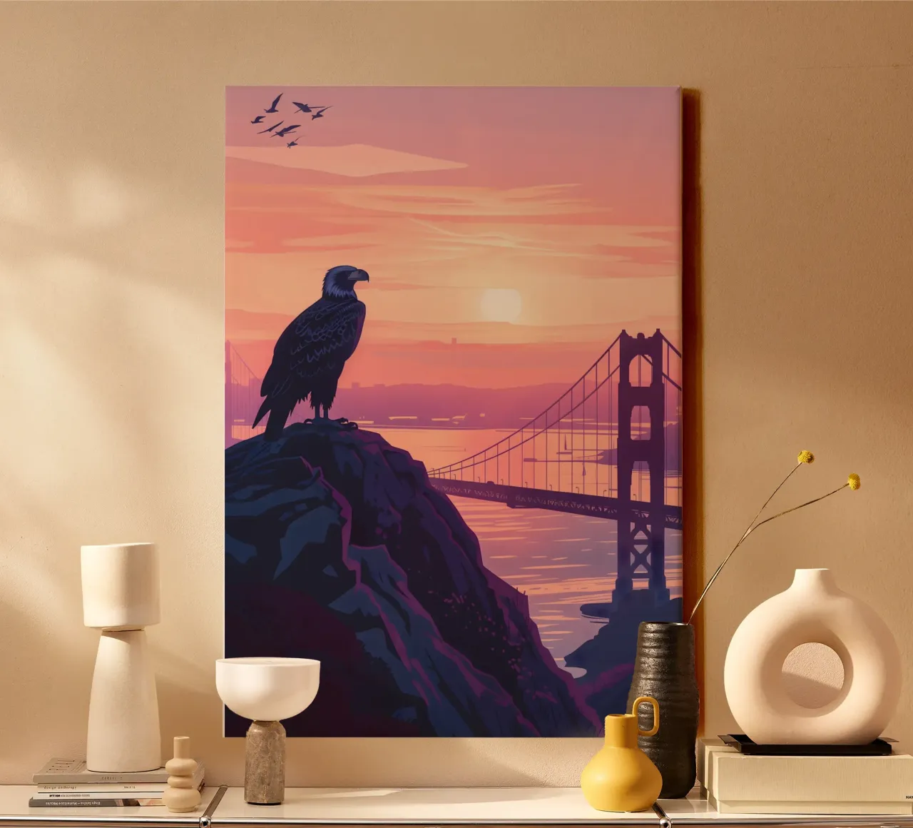 Adler San Francisco Golden Gate Bridge canvas with Floater frame by WILD ART