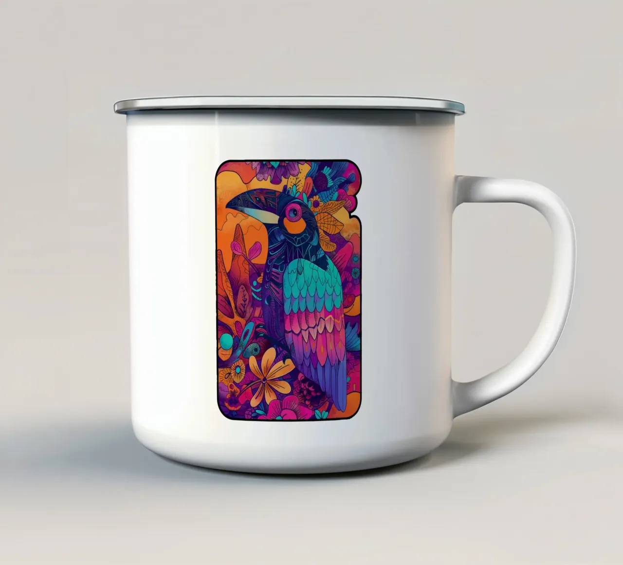 The Parrot tazza in smalto da Qimstudio