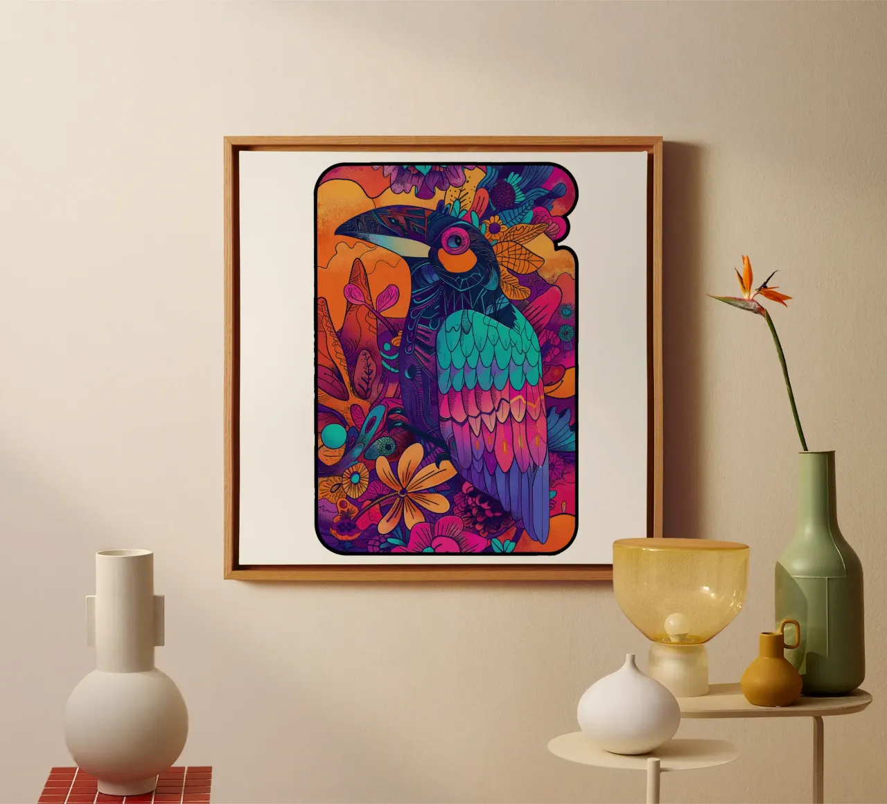 The Parrot canvas met Baklijst van Qimstudio