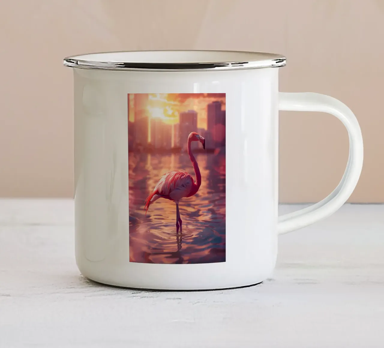 Flamingo Miami Beach tazza in smalto da WILD ART