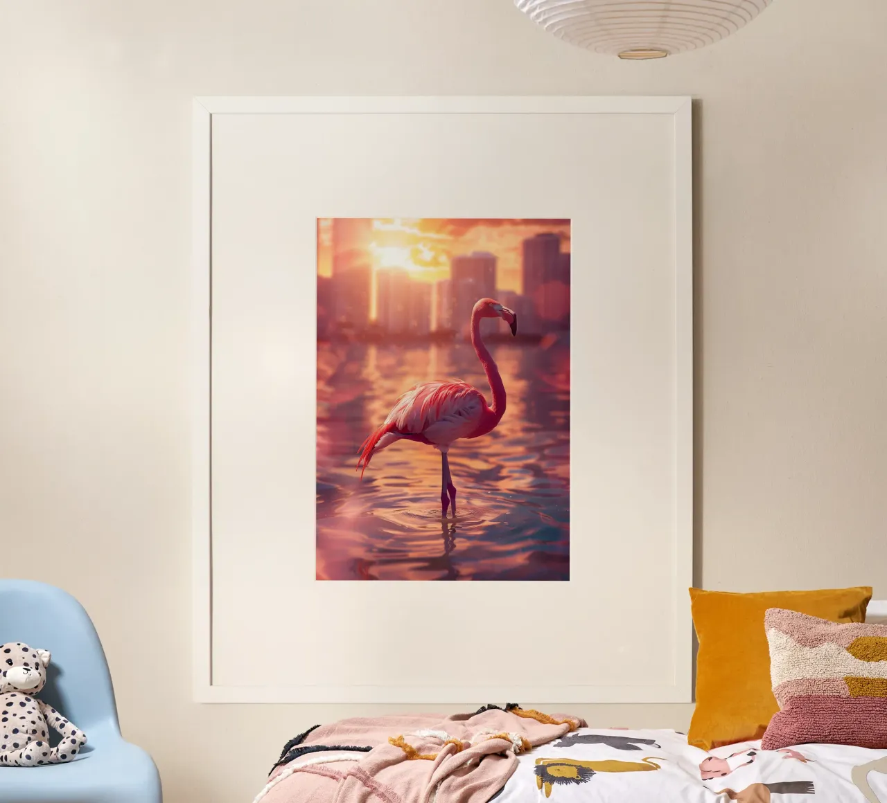 Flamingo Miami Beach poster con telaio in plastica da WILD ART