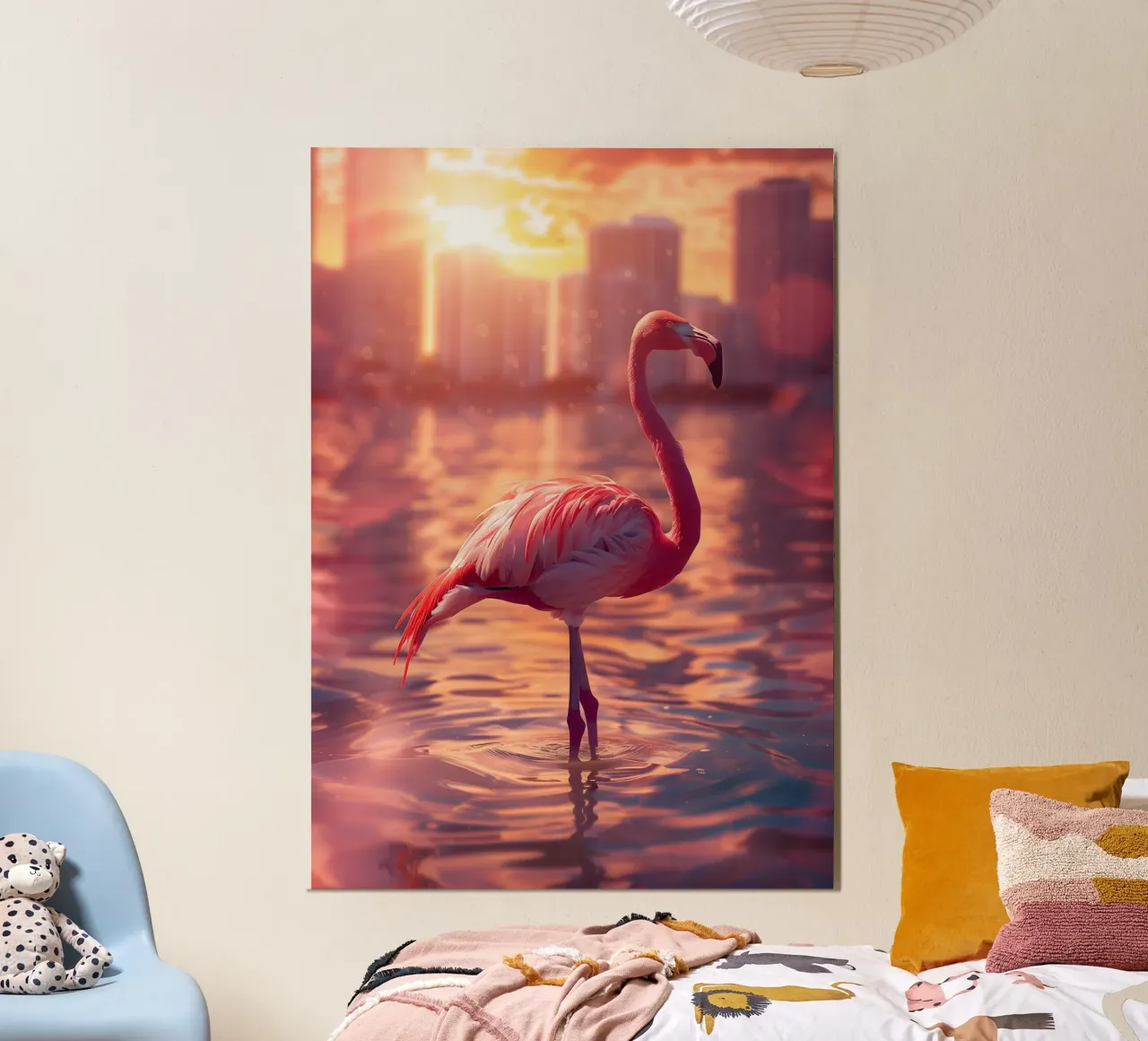 Flamingo Miami Beach poster con telaio in plastica da WILD ART