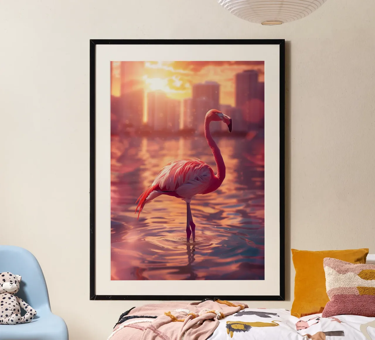 Flamingo Miami Beach poster con telaio in plastica da WILD ART