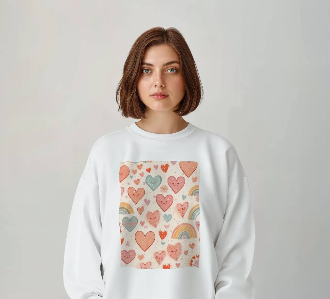 Süßes Kinderzimmer Herzen und Regenbögen Muster Sweatshirt von DesignDoodle