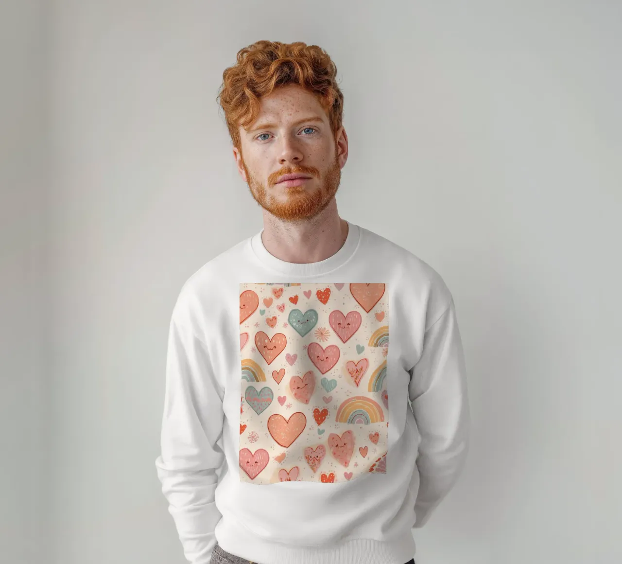 Süßes Kinderzimmer Herzen und Regenbögen Muster Sweatshirt von DesignDoodle