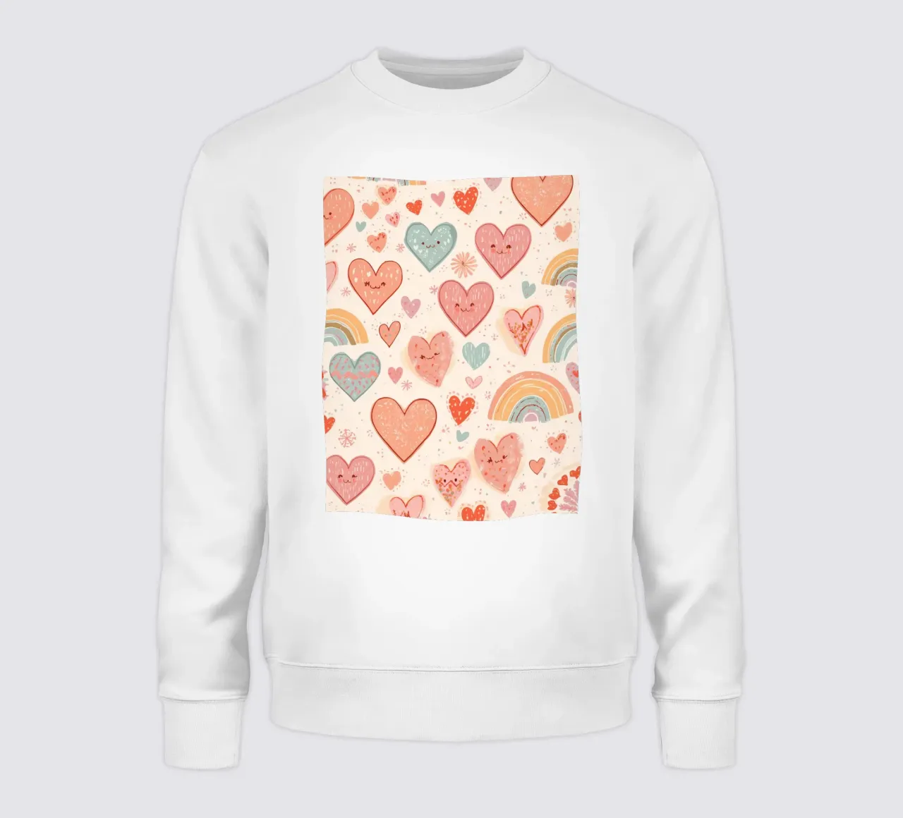 Süßes Kinderzimmer Herzen und Regenbögen Muster Sweatshirt von DesignDoodle