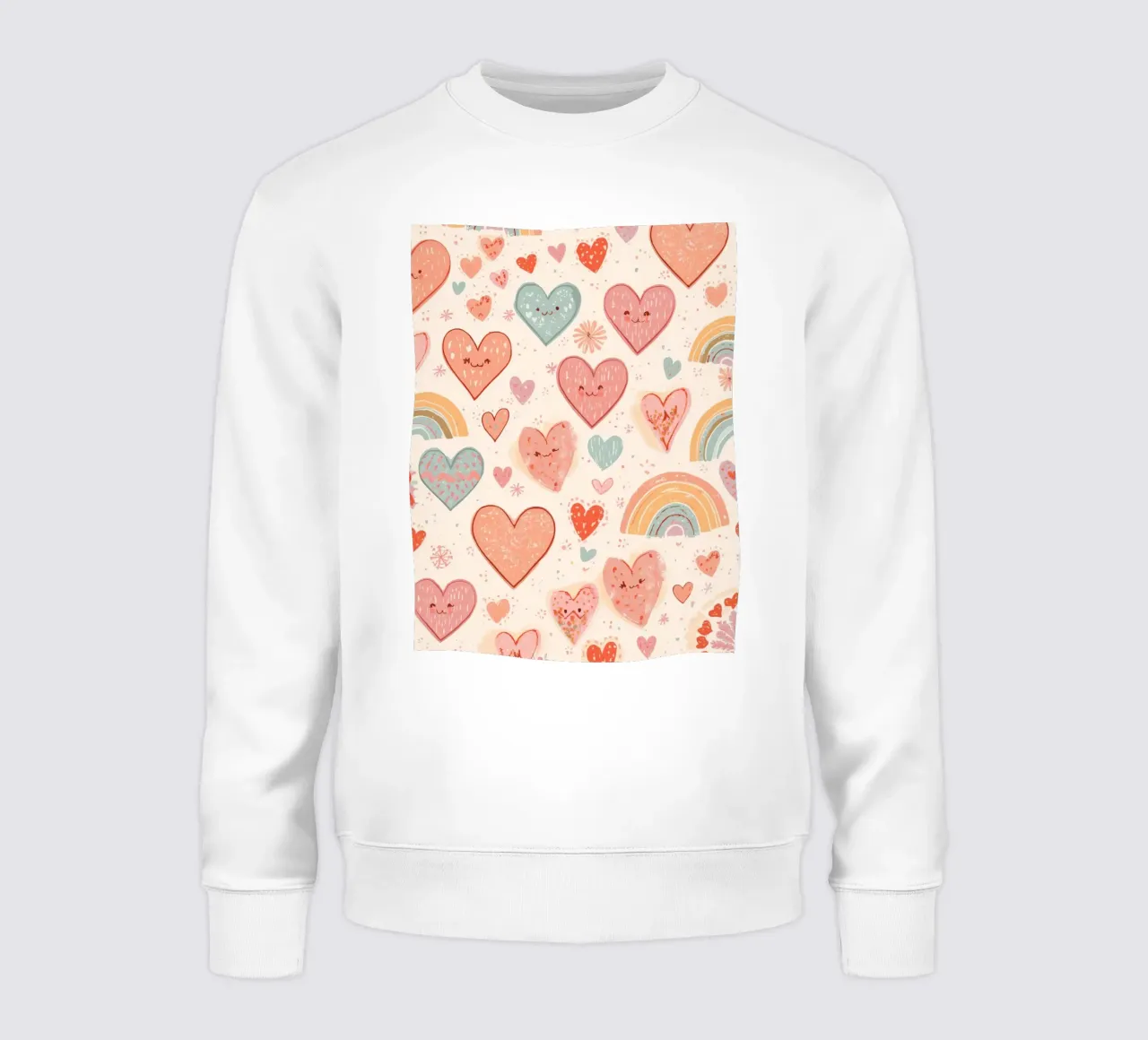 Süßes Kinderzimmer Herzen und Regenbögen Muster Sweatshirt von DesignDoodle