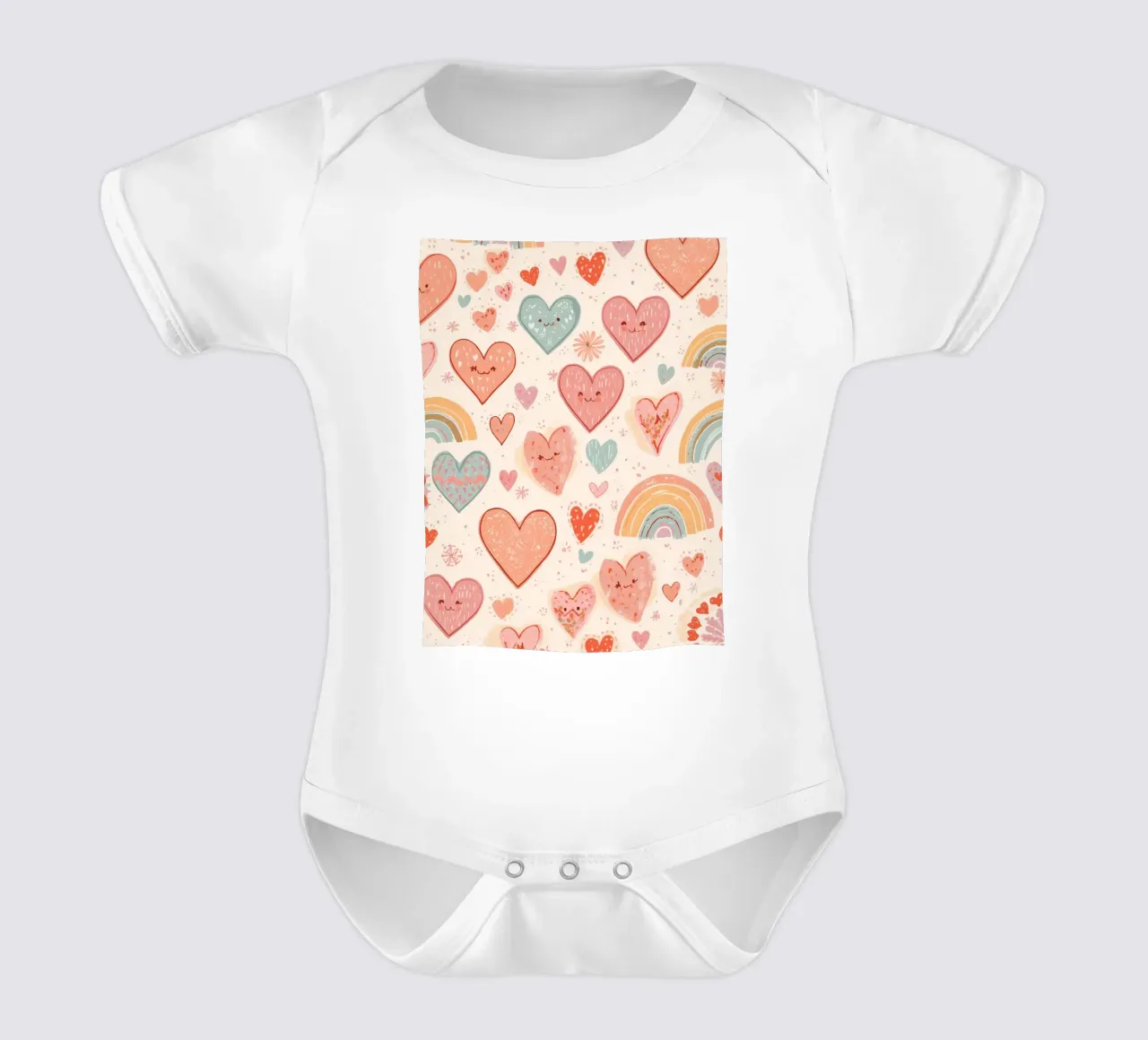 Simpatico modello di cuori e arcobaleni per la scuola materna body neonato maniche corte da DesignDoodle