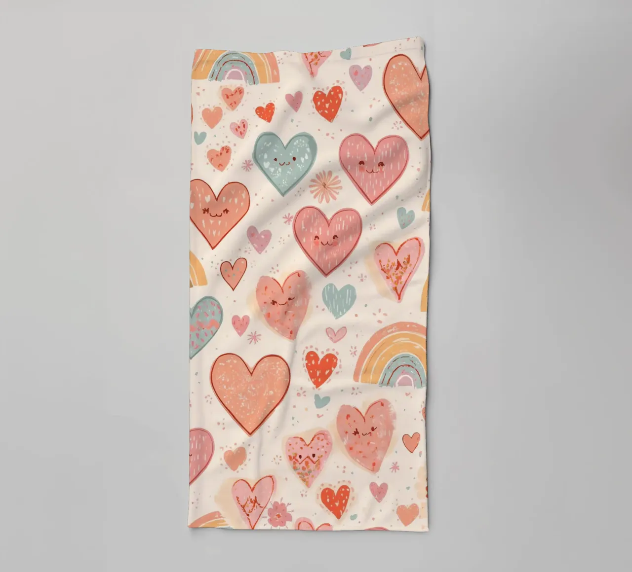 Süßes Kinderzimmer Herzen und Regenbögen Muster Handtuch von DesignDoodle